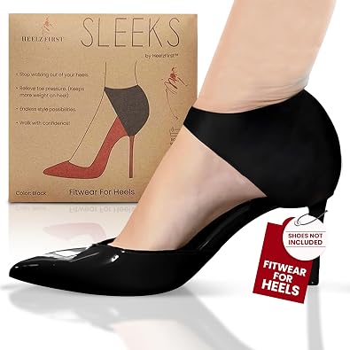 HeelzFirst Fitwear Sleeks | Heel Grips for Womens Shoes | Ankle Strap Heels Fitwear | Keep Feet from Sliding in Heels | Heel Supports for Heel Pain | Anti Slip Shoe Grips | High Heel Inserts for Women