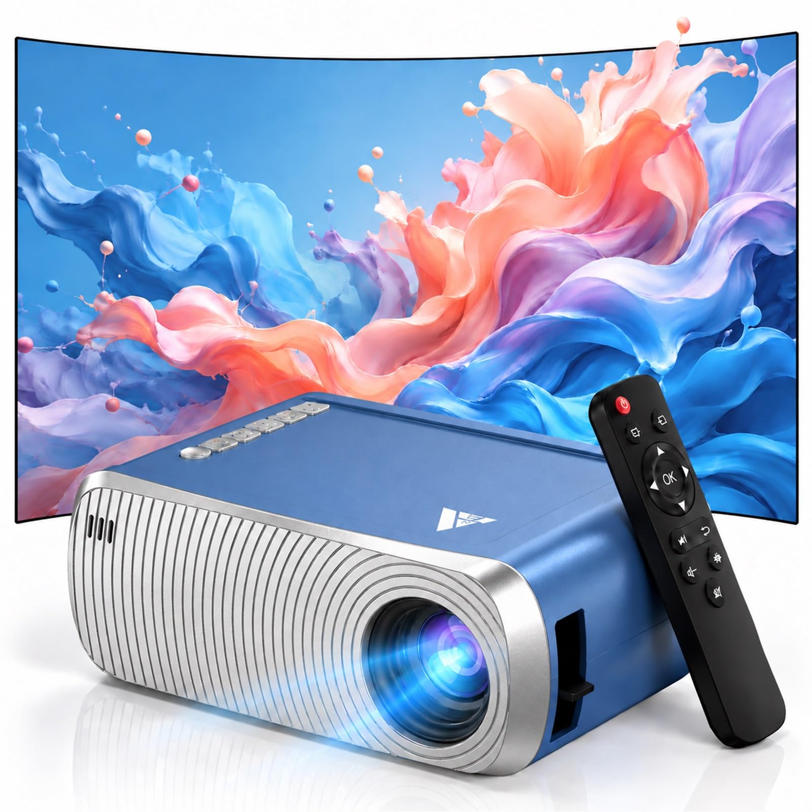 Mini Projector with WiFi and Bluetooth, Antmap Portable Movie Projector for iPhone, 1080P Support, Built-in Speaker, Small Proyector for Home Theater, Compatible with TV Stick/ iOS/Android/PC/HDMI