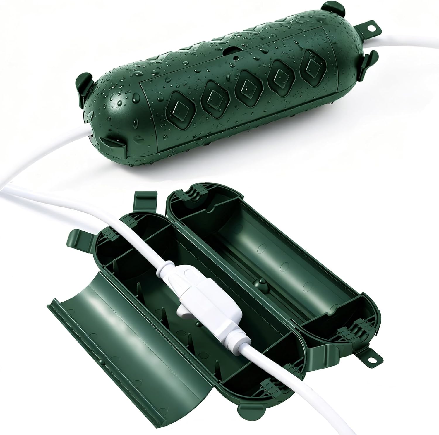 2 Pack Green Outdoor Extension Cord Cover IP44 Waterproof, Weather-Resistant Electric Cord Cover, Outdoor Plug and Holiday Lights Protector for Halloween, Christmas
