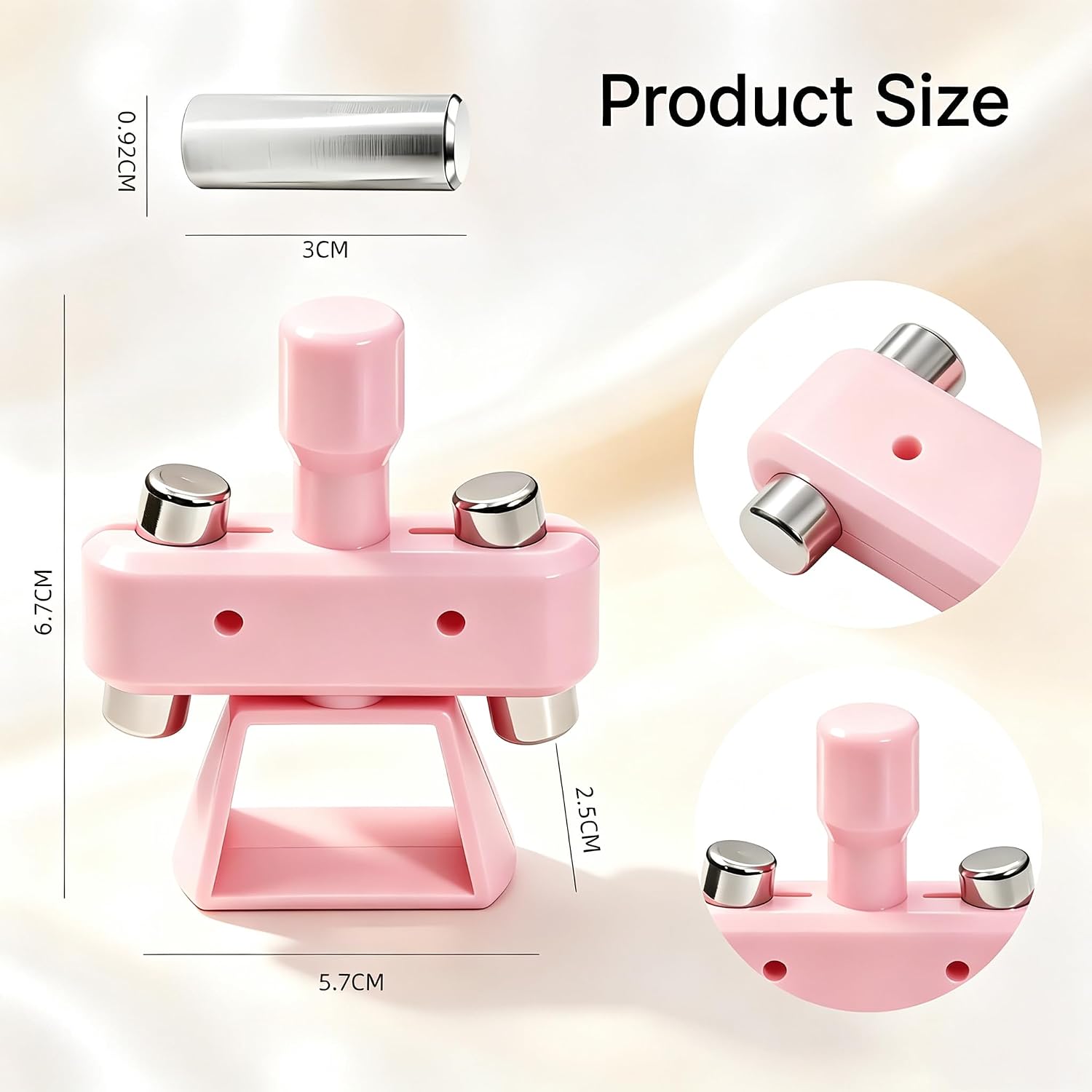 Automatic Cat-Eye Nail Magnet, 360° Rotating Magnetic Tool for creating various cat-eye effects, Beginner-Friendly DIY Nail Art Design Tool (Pink+White)