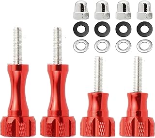 Higatful 4PC Aluminum Alloy Thumbscrews for GoPro Hero 11 10 9 8 7 6 5 4 3+, Insta360 ONE X3 X2 X RS R GO 2 and DJI Osmo Action 2 3, Standard Camera Mounts Screws (Red)