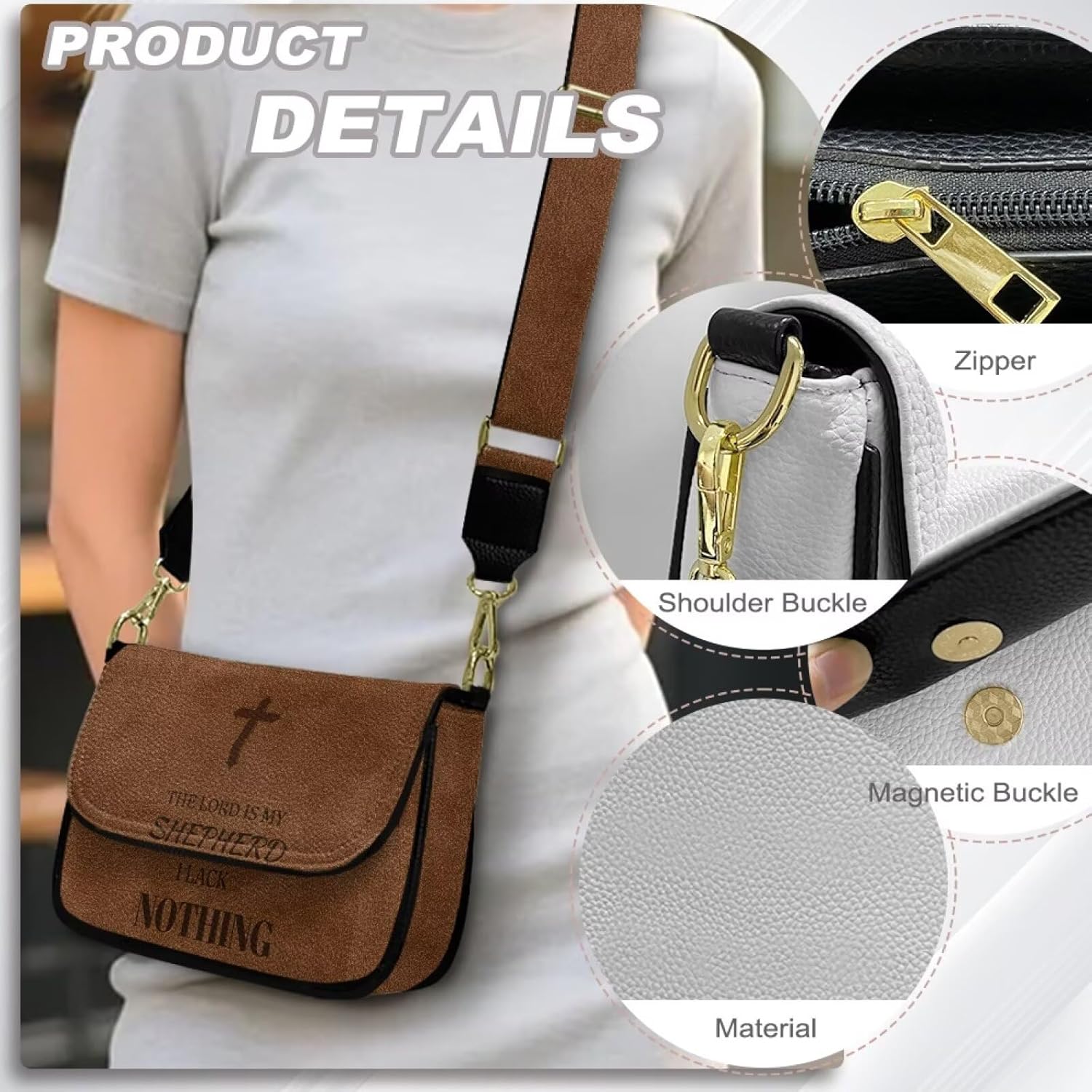 Womens Sling Bags Crossbody Cute Shoulder Purse Portable Leather Tote Casual Flap Bag with Adjustable Strap