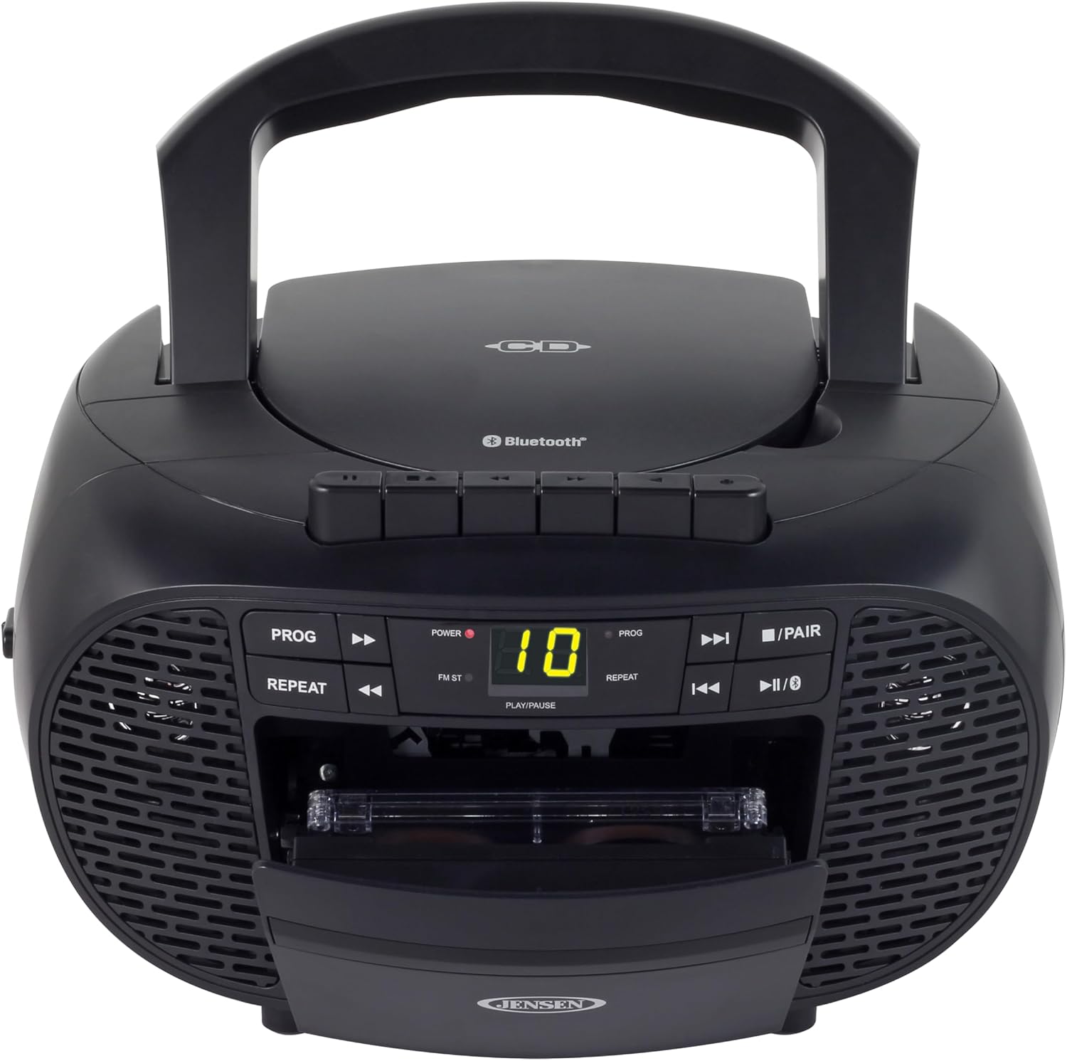 JENSEN CD-550BT-BK Portable Stereo Bluetooth CD Cassette Recorder with AM/FM Radio – Compact Bluetooth-Enabled Radio Player with Handle – Black image 4