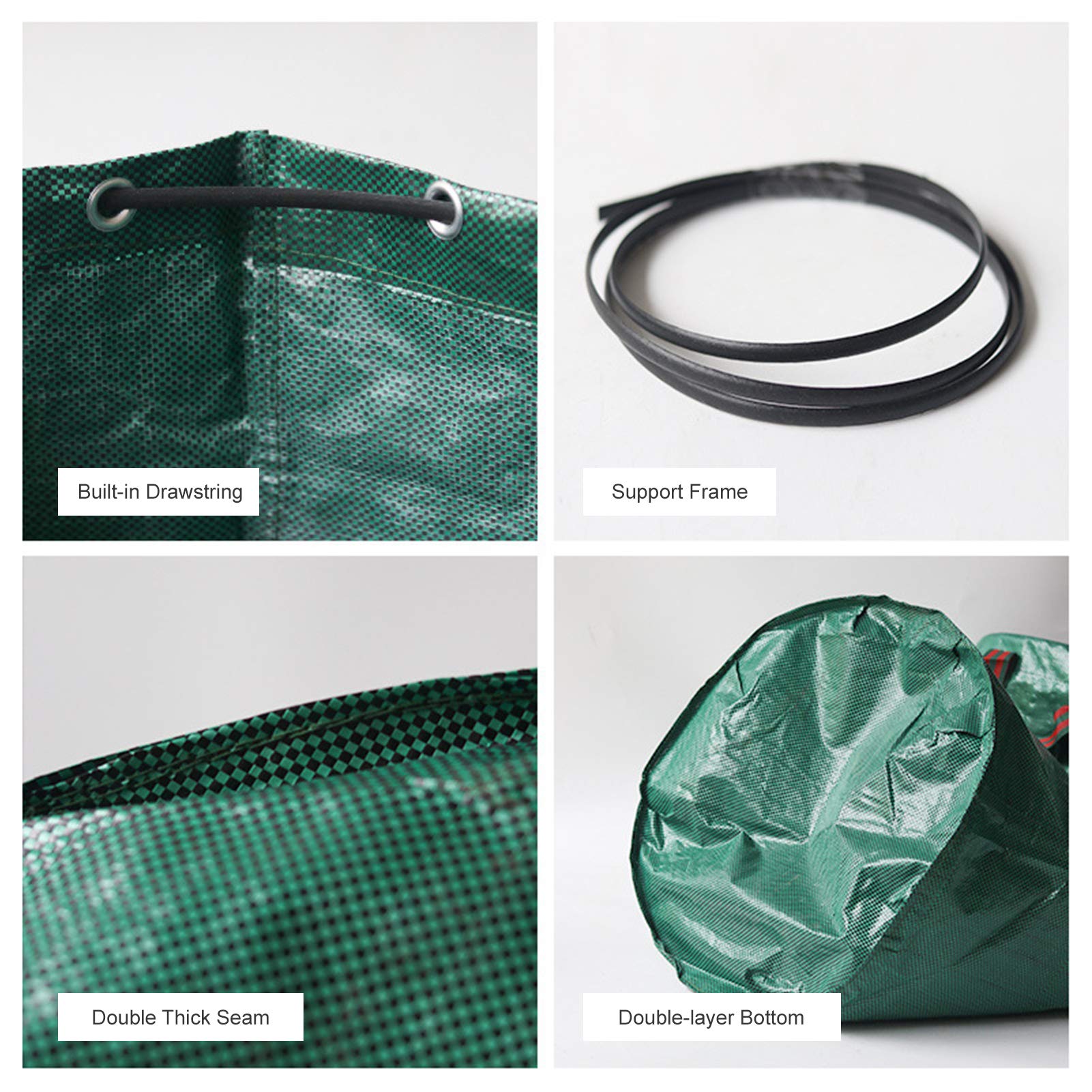 Joyhalo Sacchi Per Rifiuti Da Giardino 132 Galloni (3 Pezzi) + Guanti | Riutilizzabili E Resistenti Per Foglie E Sfalci, Grandi E Pieghevoli - 3