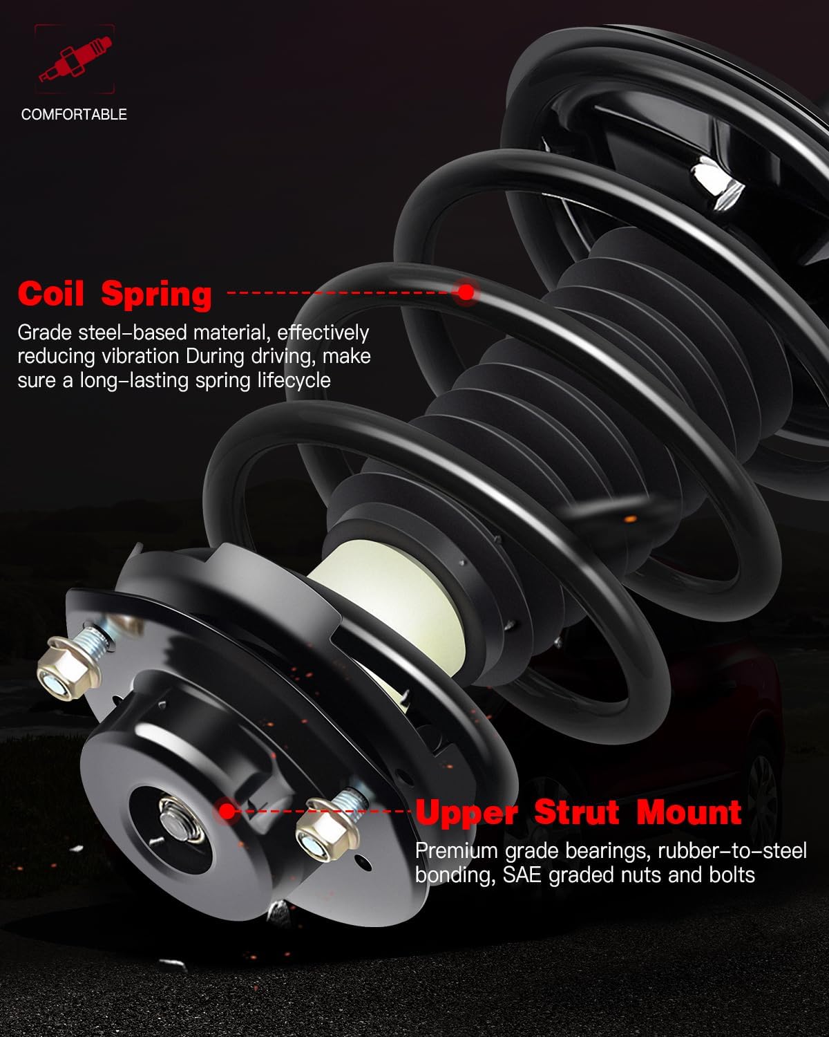 171980 171979 Front Struts for Toyota Camry 1992 1993 1994 1995 1996 2.2L L4 Gas Complete Struts Spring Assembly Shock Absorber 2PCS SAA036