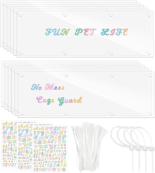 12 Pcs Clear Cage Guard, 13.8"x4.7" Scatter Guard for C&C Cages