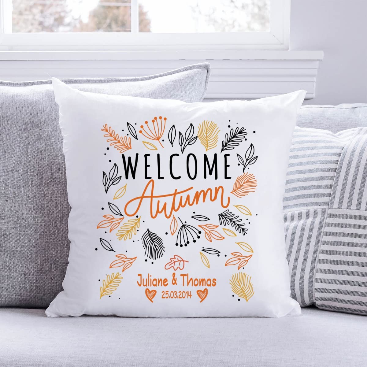 SpecialMe® Cushion Cover With Name Printed Motif Rainbow Cotton Personalised Gifts For Children Decorative Cushion Girls White 40 Cm X 40 Cm - View #7