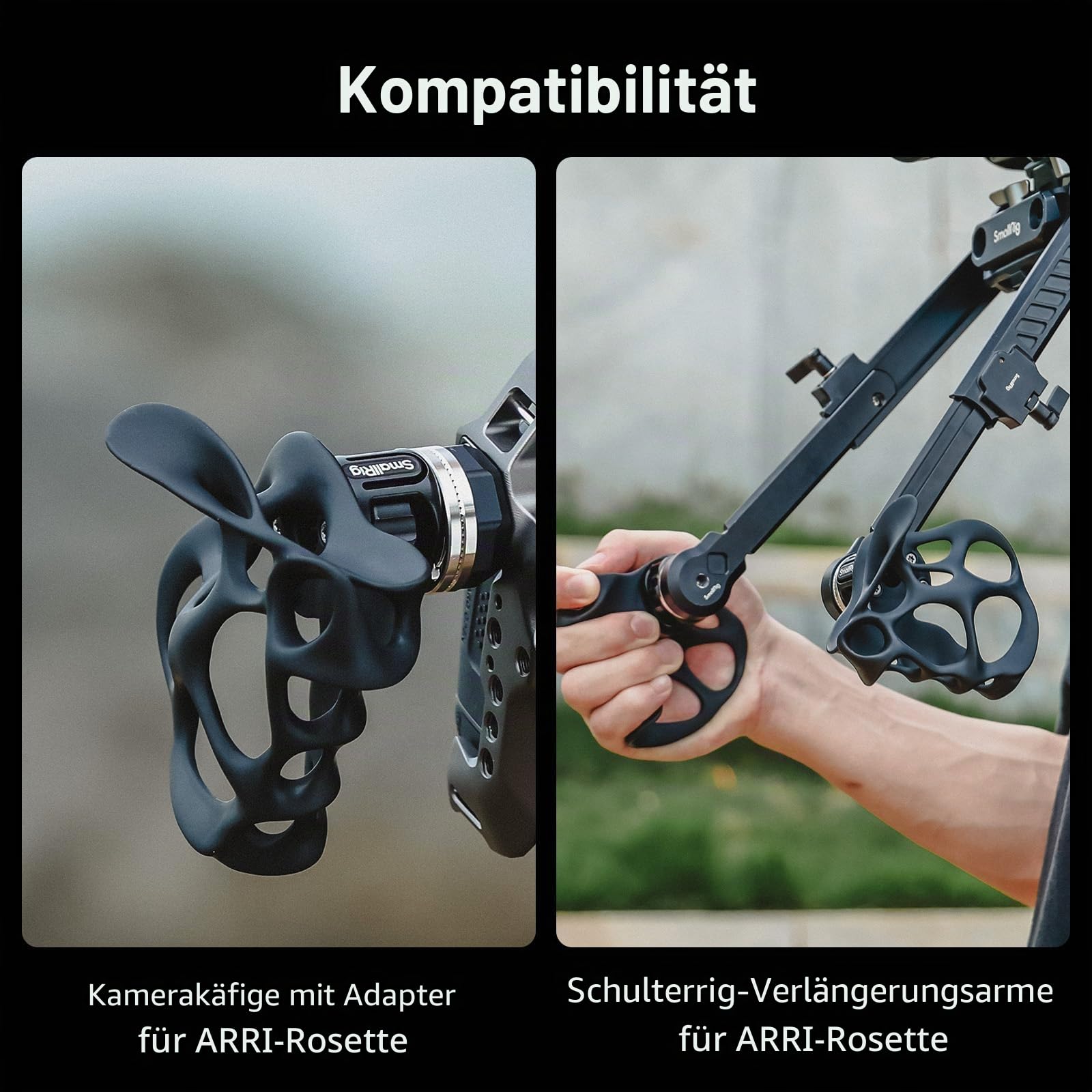 SMALLRIG 360° Drehbarer Hohler Rechter Griff für ARRI Rosette, 15 kg/33 lb Tragkraft für Kamerakäfige und Schulter-Rigs – 5241