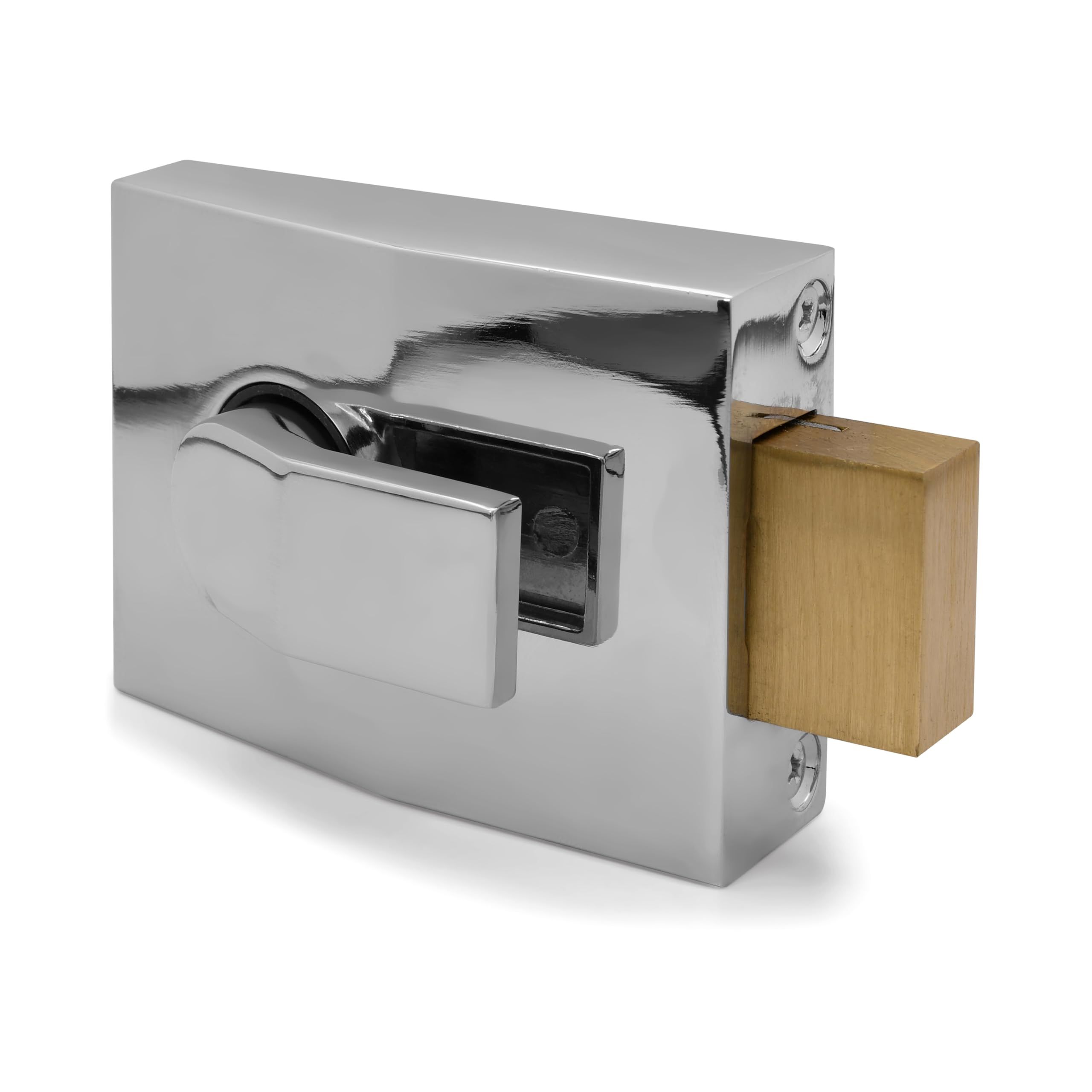 Tss Polished Chrome Lock / Silver Cylinder Deadbolt Nightlatch, 60Mm Backset, Complete With Rim Cylinder Lock Supplied With 3 Keys. With Deadbolt. (Polished Chrome Lock/Silver Cylinder)