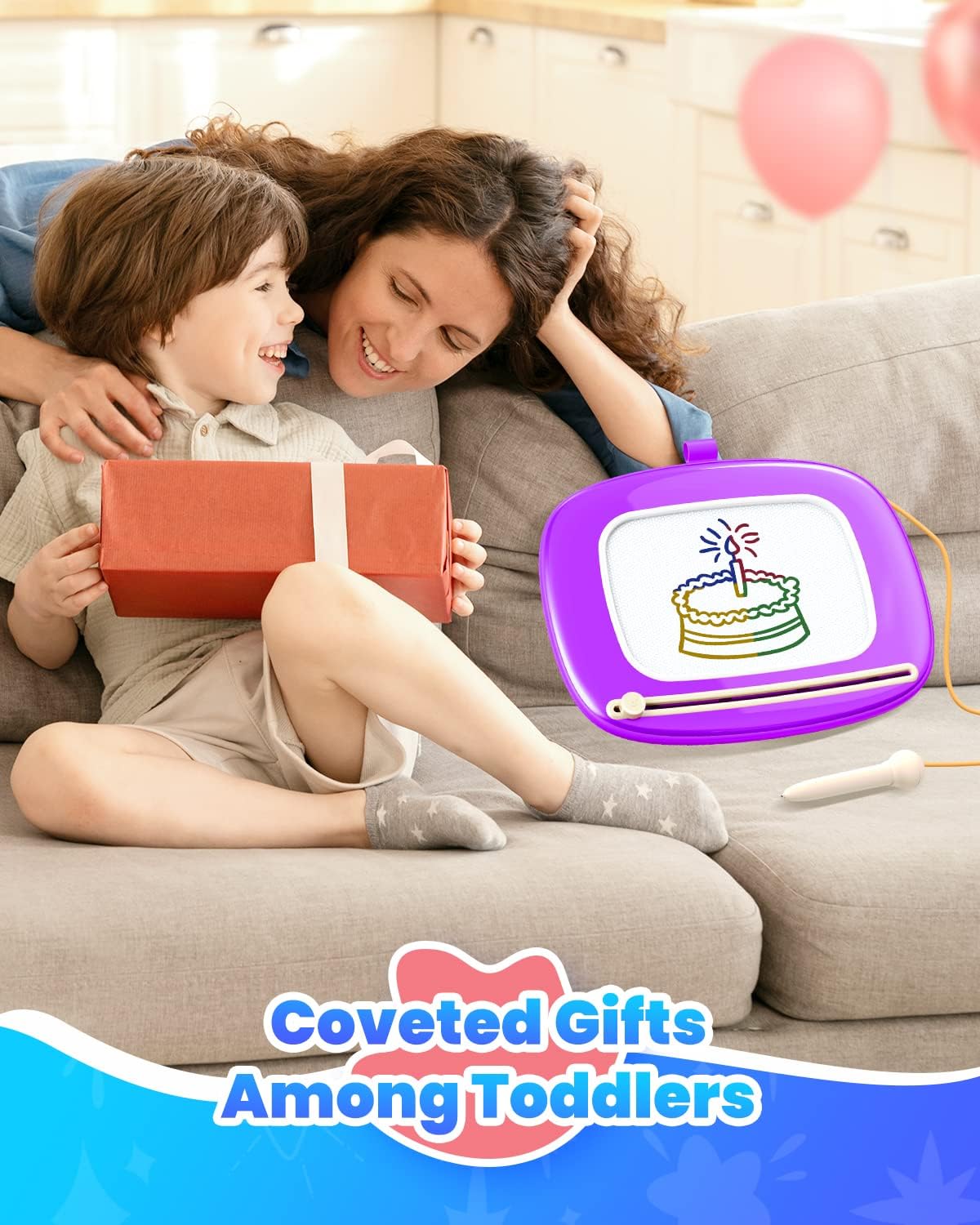 Doodle Board for Toddler Toys Age 1-3, Magnetic Writing Board, Preschool Learning and Educational Toys for 1 2 3 Years Old Girl Boy Gift for Birthday -Purple - Image 6