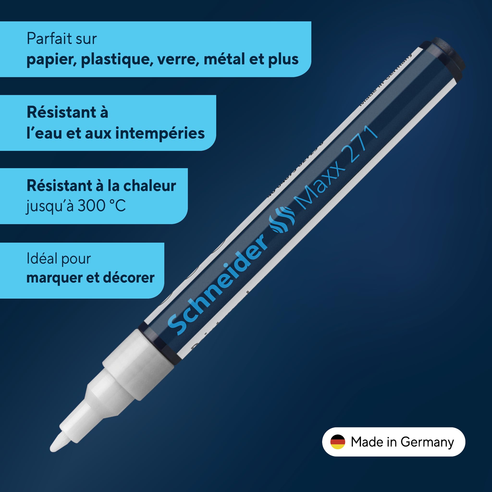 Schneider 271 Marqueur peinture Pointe ronde 1-2 mm Blanc Lot de 10
