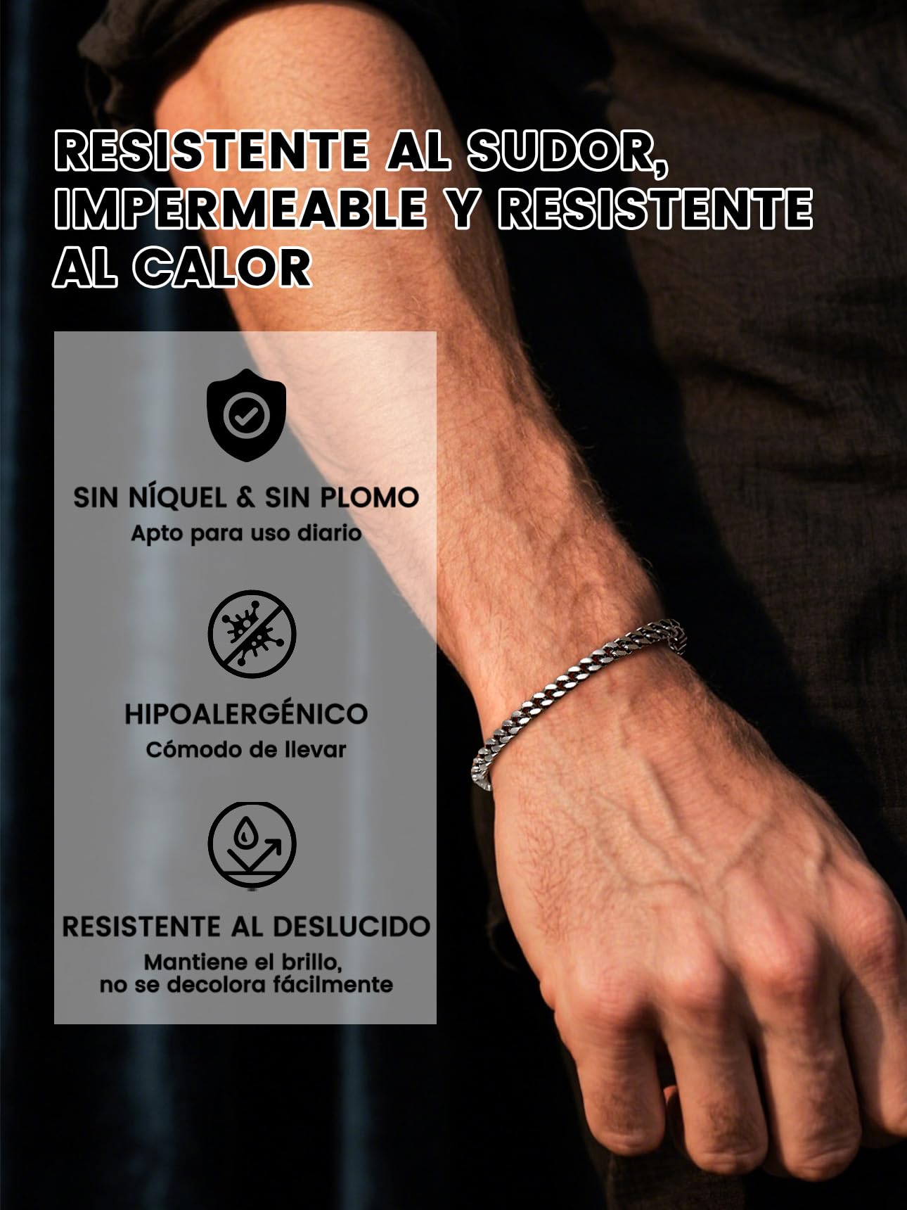 Bestyle Pulseras Cubanas Cadenas Hombre Mujer Acero Inoxidable 316L | Pulsera Eslabones 5/7/9/12mm Ancho,Plateado/Dorado/Negro,19cm/21cm/23cm Longitud Joyería para Hombres