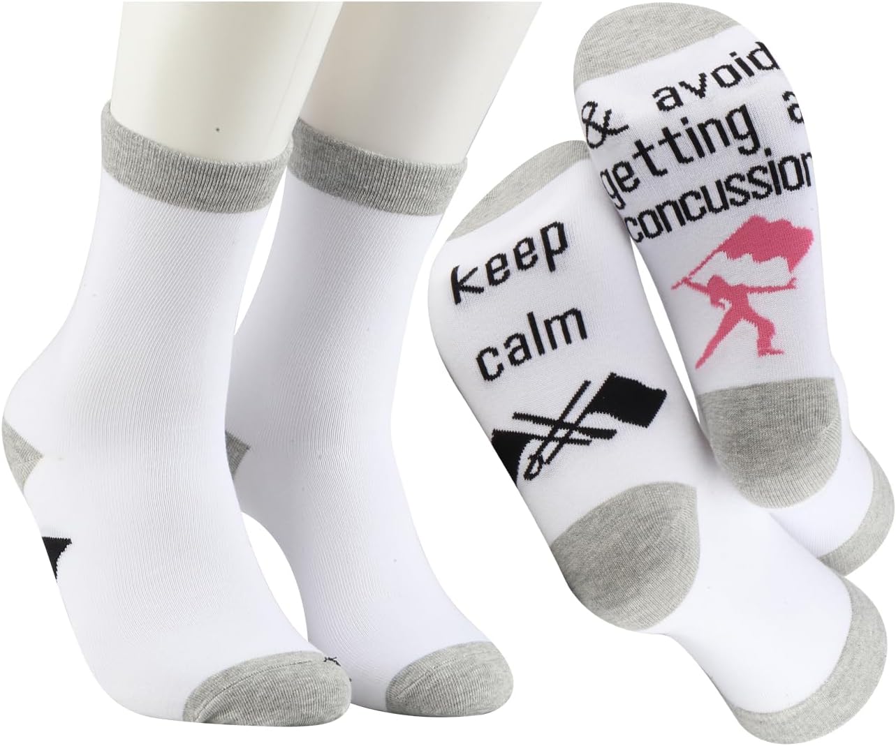 MBMSO 2 Pairs Color Guard Socks - Gifts for Coach Team - Keep Calm and Avoid Getting a Concussion - Winter Guard Gift