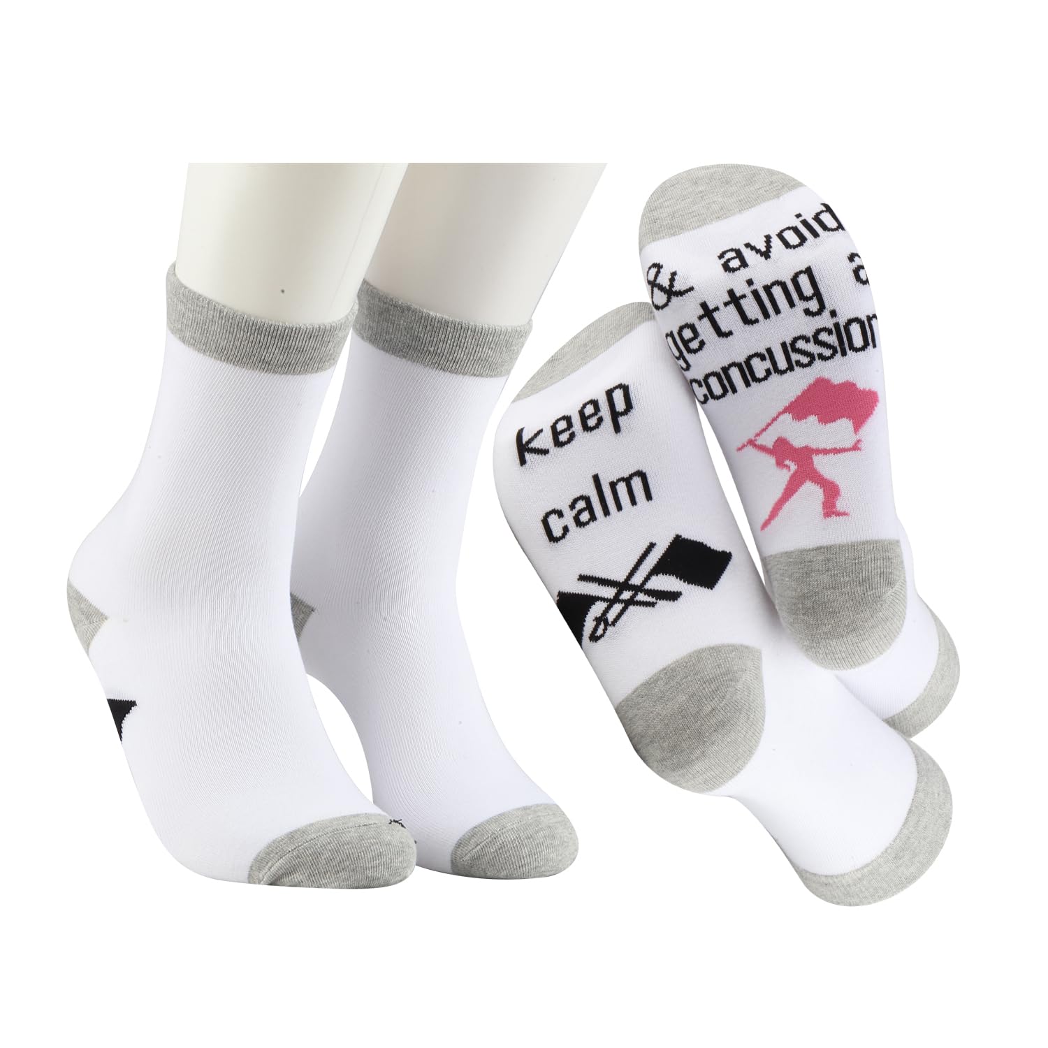 MBMSO 2 Pairs Color Guard Socks Color Guard Gifts for Coach Team Keep Calm and Avoid Getting a Concussion Winter Guard Gift