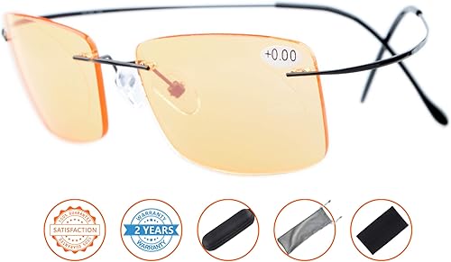 Miniatura 2 de CessBlu Gafas de filtro de luz azul UV sin montura Gafas de computadora de titanio hombres lectura