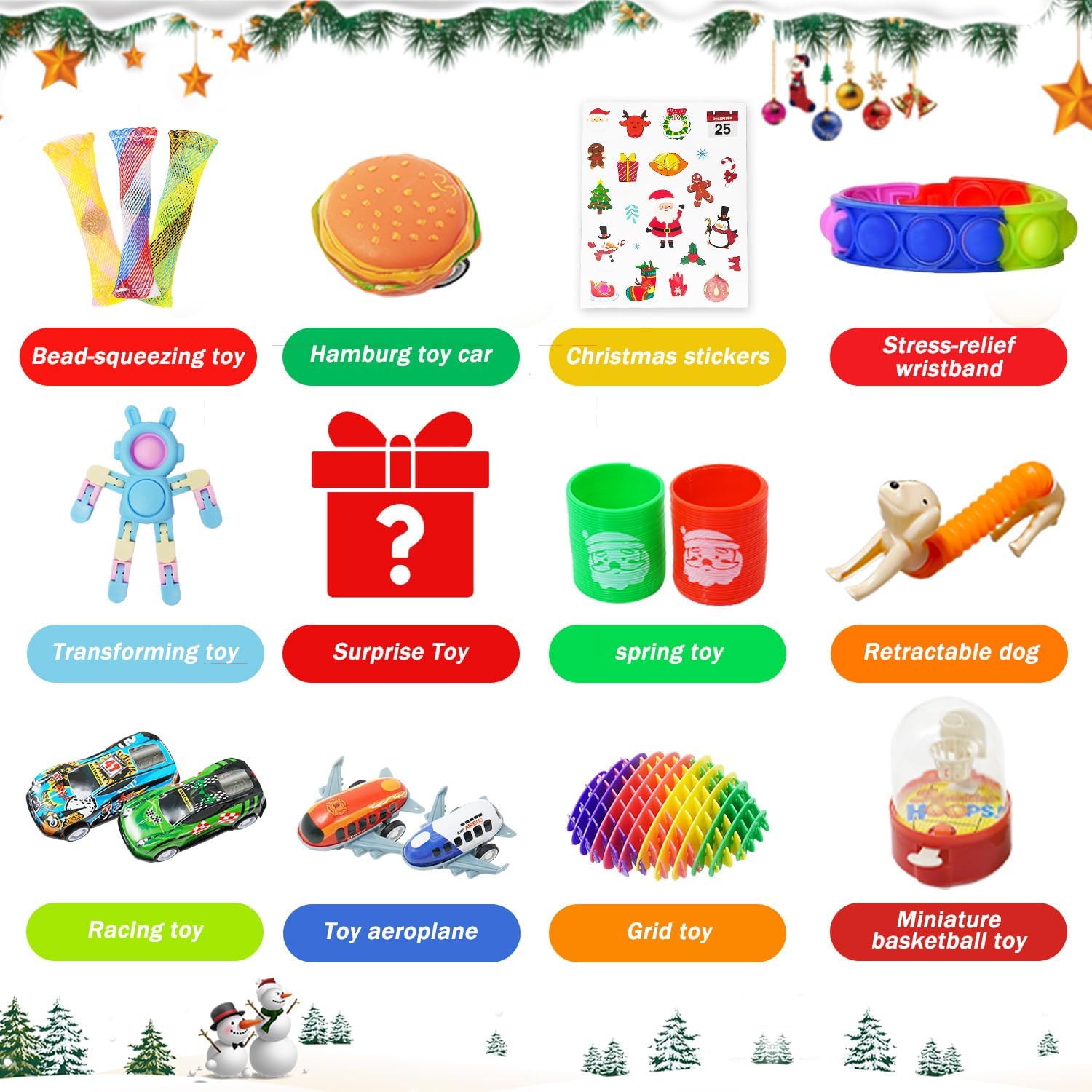Fidget Advent Calendar 2025 For Kids,24 Days of Surprises Fidget Toys Bulk - Christmas Countdown Advent Calendars,Xmas Party Favors Stocking Stuffer Gifts Sensory Toy Surprise Gifts For Boys Girls