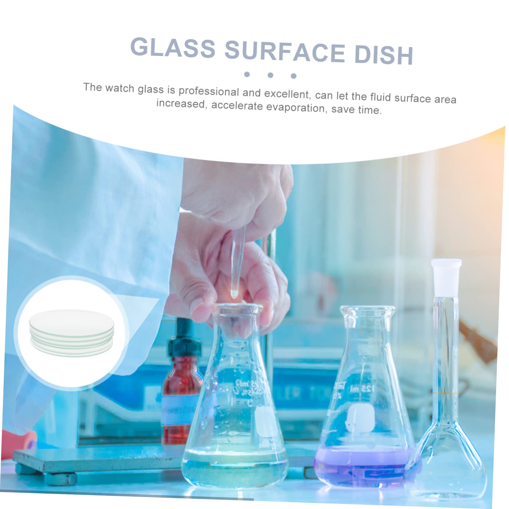 FUNOMOCYA 20 Pcs Watch Glass Laboratory Watch Chemical Experiment Watch Watches Laboratory Transparent Watch Evaporating Dish Evaporating Dish Chemistry Science Evaporating Dish