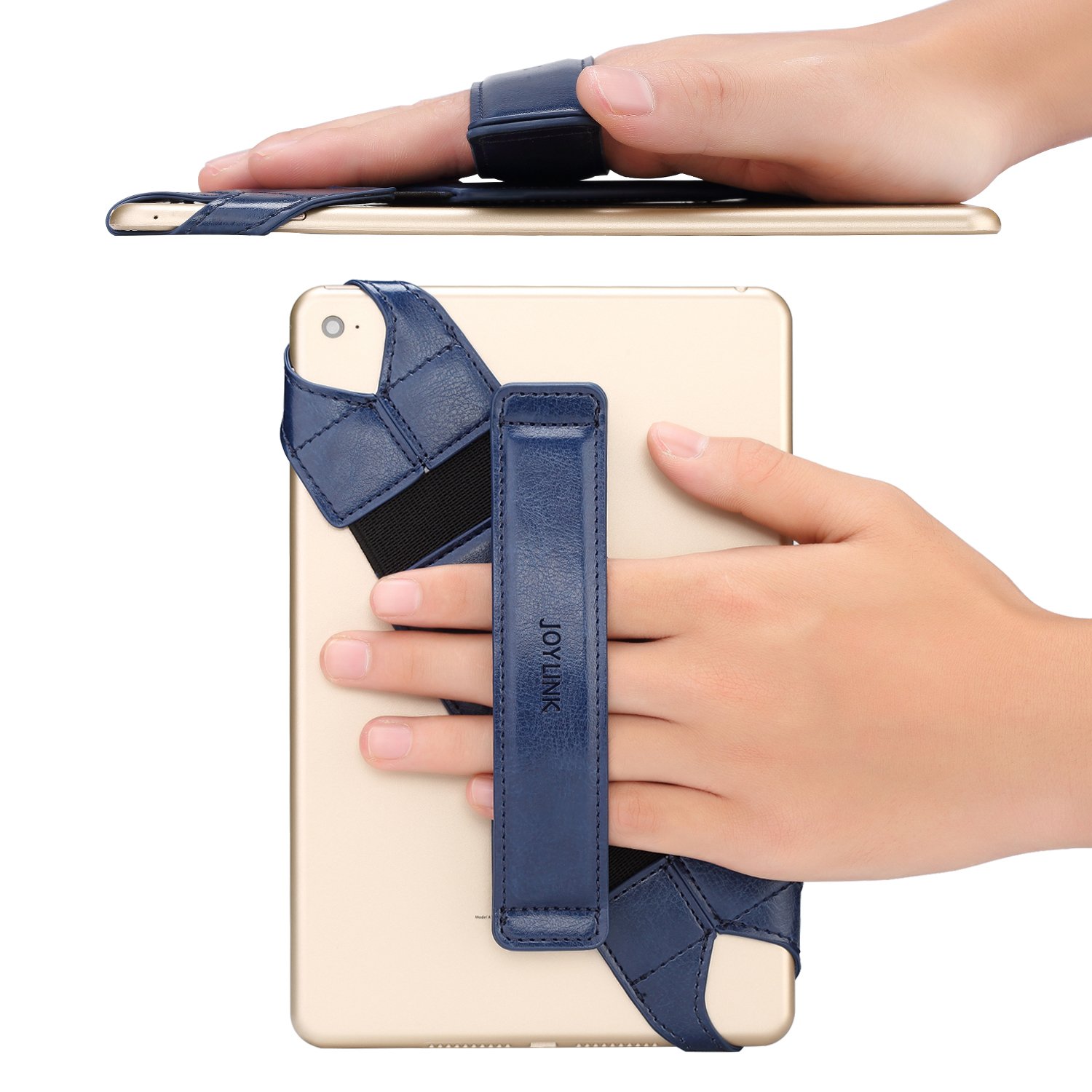 joylinkiPad Hand Holder Strap, 360 Degrees Swivel Leather Handle Grip with  Elastic Belt, Secure Portable for Tablets (Samsung, iPad Mini),Blue
