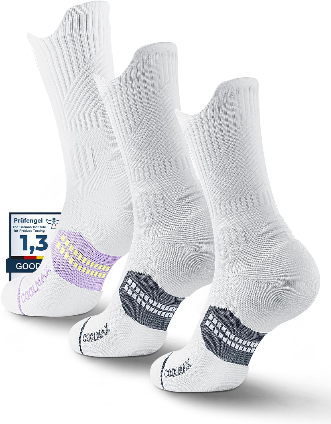 Womens Coolmax Bamboo Viscose Compression Running Crew Socks, Moisture-Wicking Anti...