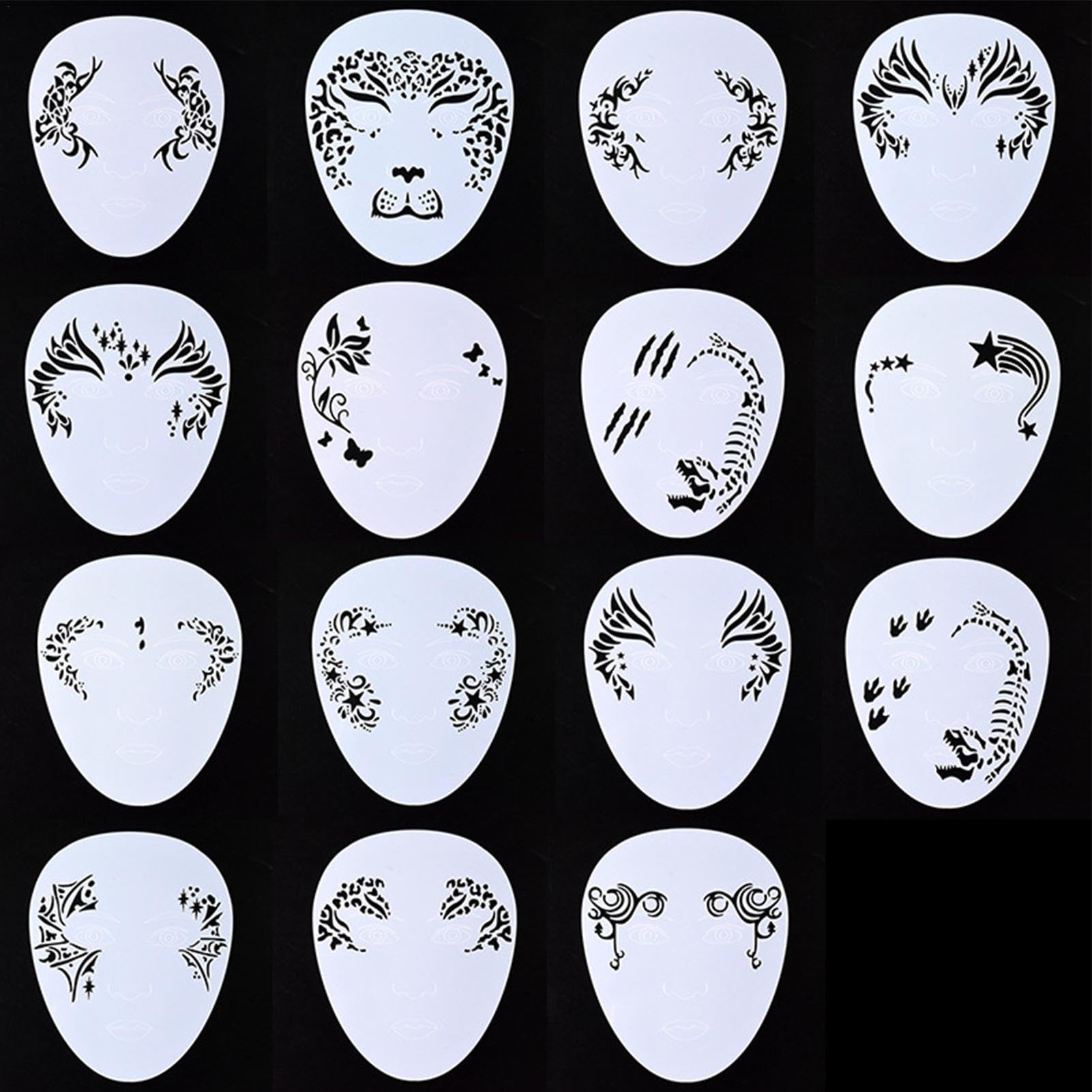 5 Stuks Gezichtsverf Sjabloon Sjabloon Herbruikbare Huisdier Schilderen Sjabloon Gezicht Make-up Sjabloon Tattoo Ontwerpgereedschap voor de