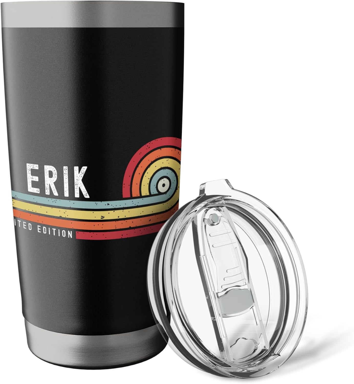 I Love Erik Personalized Retro Sunset First Name Stainless Steel Insulated Tumbler - Image 5
