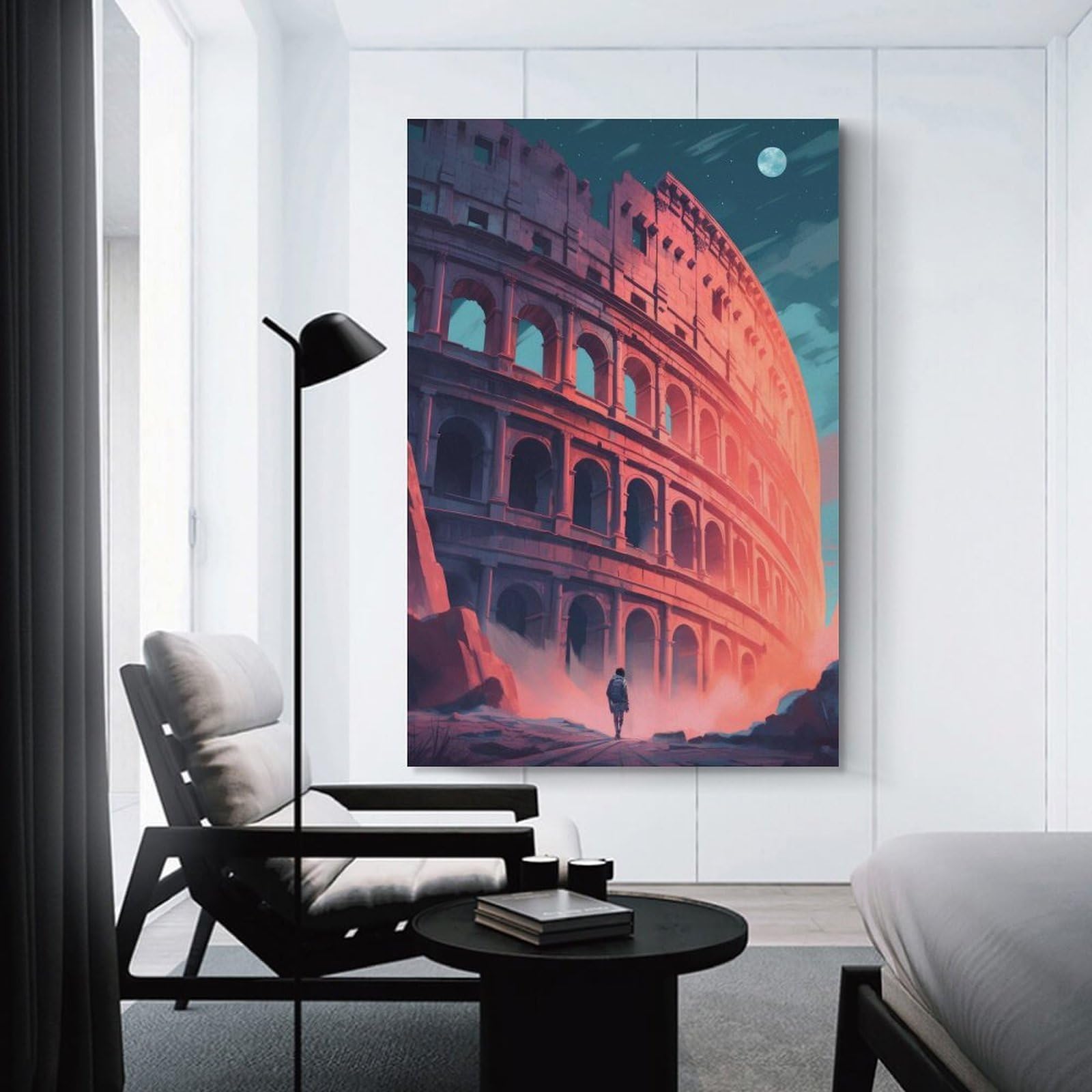 Junmoney Canvas Wall Decor Colosseum Rome Art Print, 24x36inch(60x90cm), for Bedroom, Guest Room Or Reading Nook, Decorative Wall Art for Cosy Rooms