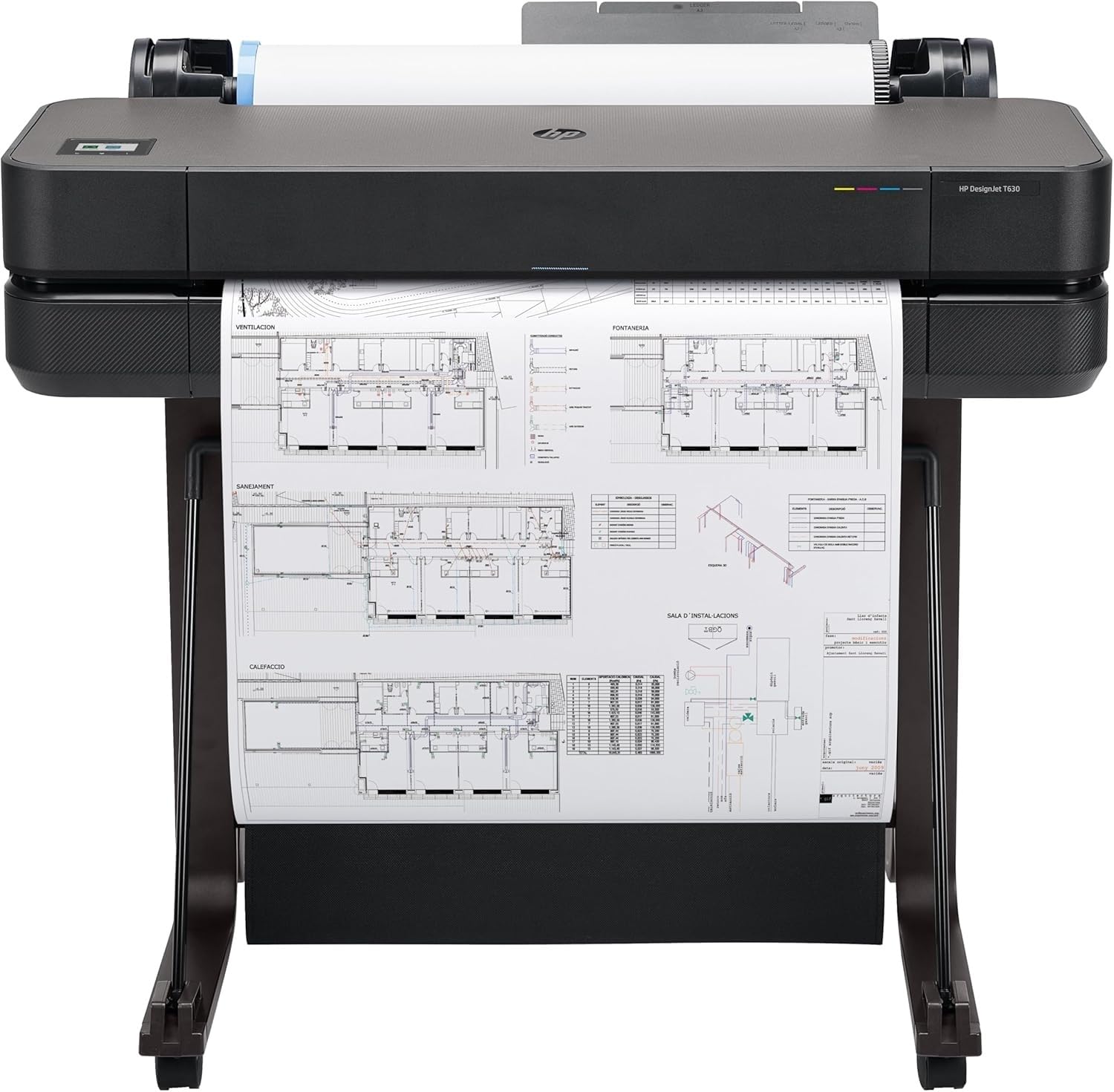 HP DesignJet T630, 61cm (5HB09D), Impresora Gran Formato, Plotter, Estándar A4-​A1, 76 Impresiones A1/​h, Wi-​Fi, Ethernet,​USB, 2400x1200 dpi, Metal Reciclado,​Edición 2025, Garantía 1 Año, Click, Negro