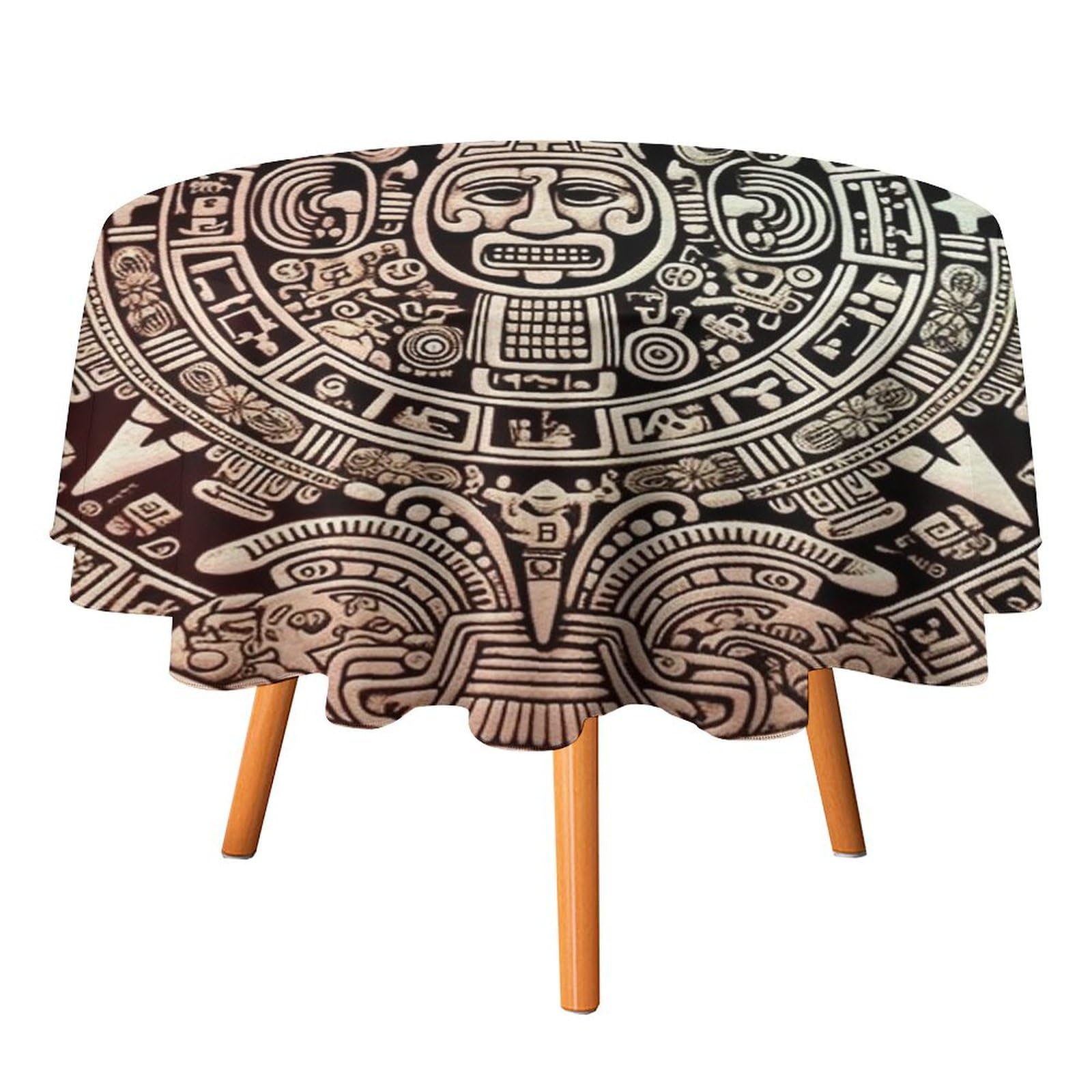 Nappe ronde calendrier Maya pour vos pique-niques d'été et dîners sur le patio