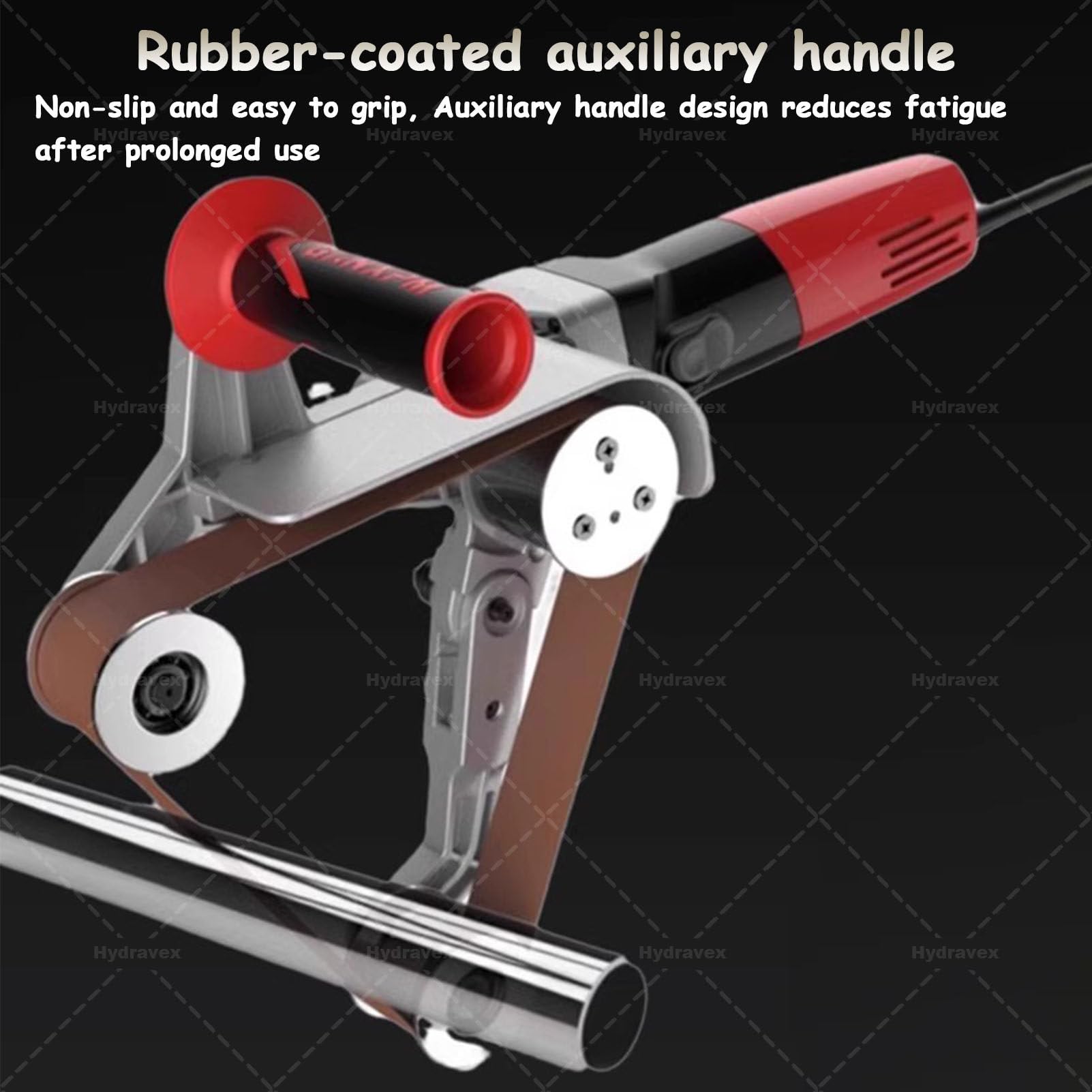 Lijadora de banda para tubos de acero redondos de acero inoxidable con 6 velocidades variables y 5 bandas de lijado, pulidora de tuberías de metal para lijar plástico, aluminio y hierro. 2Roller