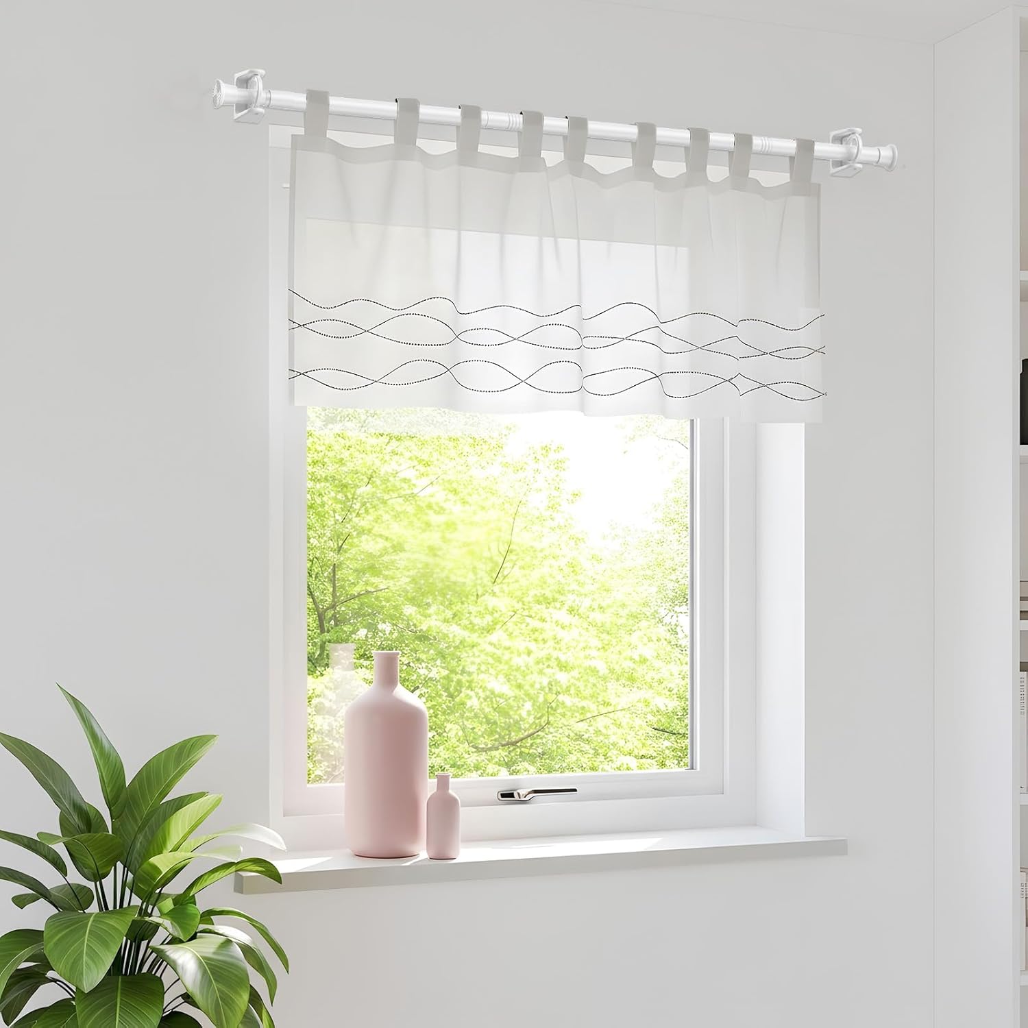 AIZESI 1PCS Spring Tension Curtain Rods 24 to 46 Inch White Tension Rod Spring Curtain Rod Short Curtains Rod 's Tension Adjustable Curtain Rods for Window, (With One Set Rod's Holder)