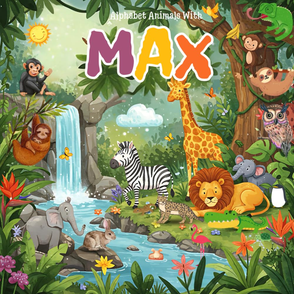 Alphabet Animals with Max: A Unique Custom story Book for Max with Alphabets Featuring Max's Name in Fun Animal Adventures and Engaging Alphabet ... for Max's name and custom Max name gift