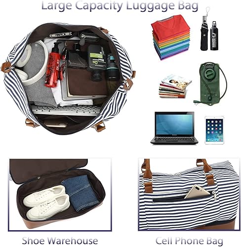 Miniatura 6 de Bolsa grande de lona para mujer, bolsa de viaje para viajes, bolsa de viaje unisex para llevar en bolsa de lona, Varios colores