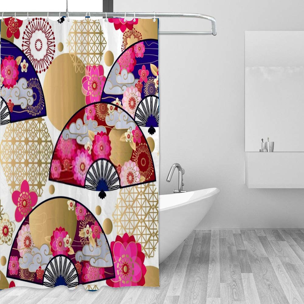 Rideau de douche résistant aux moisissures en polyester motif printemps chinois