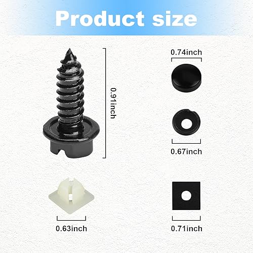Miniatura 10 de Kit de tornillos para placa de matrícula a prueba de óxido, kit de tornillos de acero inoxidable antirrobo para automóvil, pernos de montaje