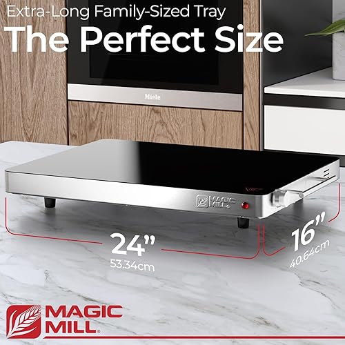 Miniatura 7 de Magic Mill Calentador de alimentos de vidrio de alta calidad para bufé de fiestas, bandeja de calentamiento eléctrica moderna de acero inoxidable