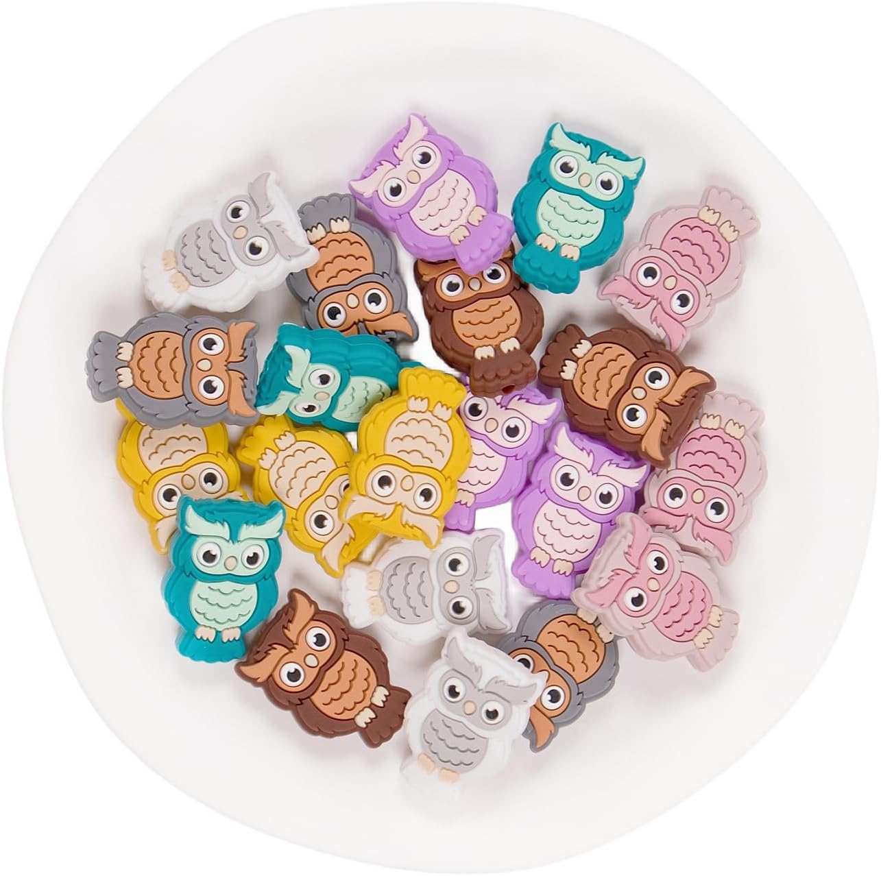 21Pcs Animal Silicone Beads Cartoon Owl Spacer Beads Silicone Focal Beads for Jewelry Making DIY Necklaces Bracelet Keychain Lanyard Crafts Supplies