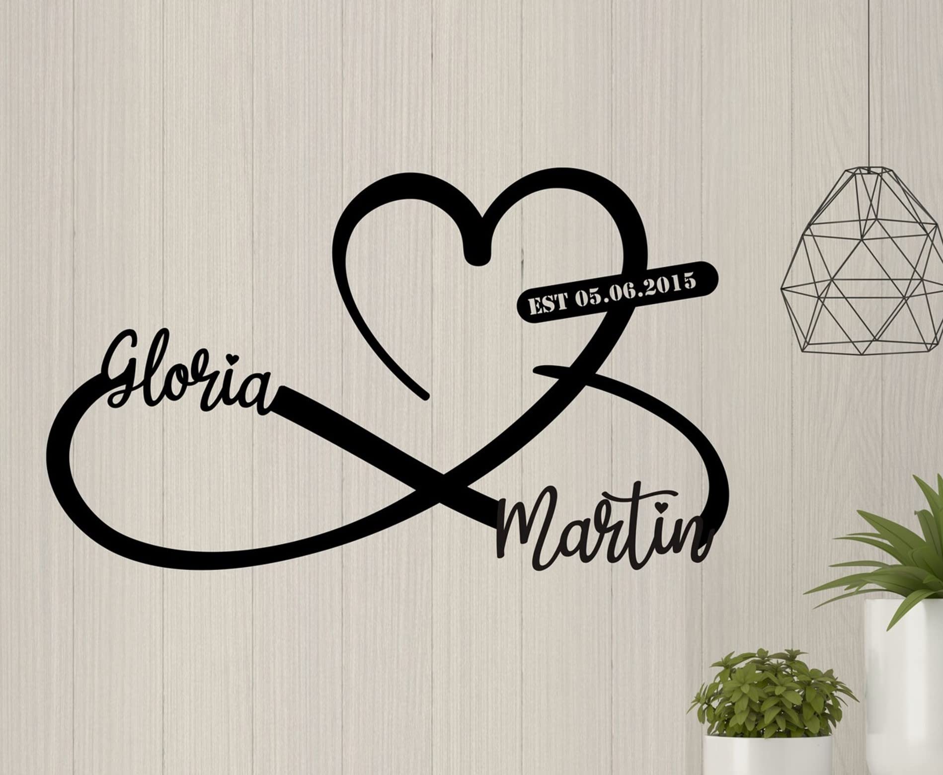 Heart and Infinity, Custom Metal Wall Art, Modern Home Decoration, Metal Wall Decor, Housewarming Gift, Custom Metal Signs, Personalized Metal Signs, House Decor (Heart & Infinity)