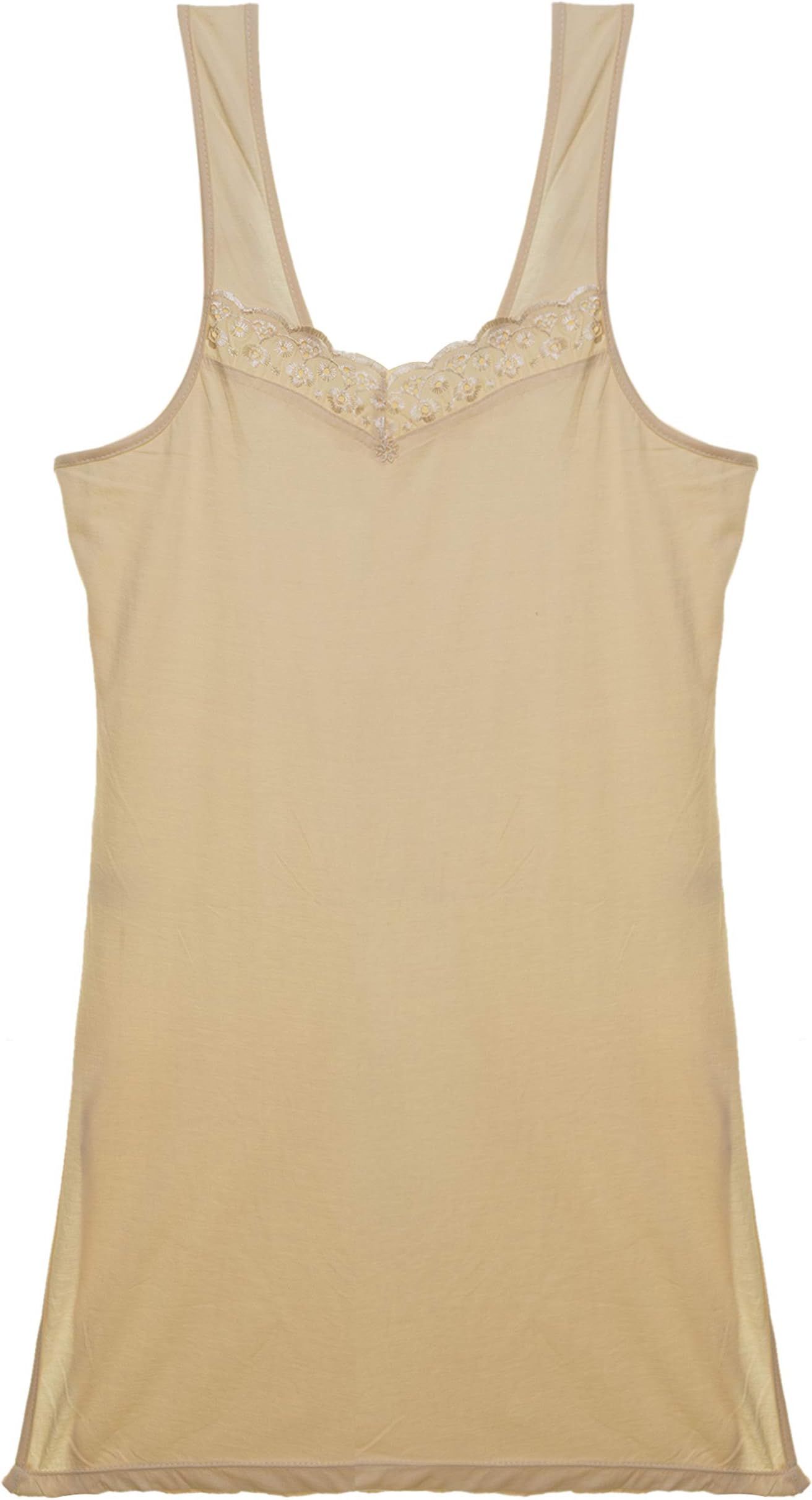 MariposaWomen's Cotton Kameez Slip With Lace (XXL, Beige)
