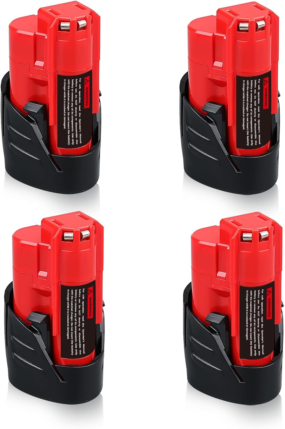 VANON 4-Pack 3500mAh 12V Lithium Battery — Replacement for Milwaukee 12V Battery | Compatible with Milwaukee 48-11-2401 48-11-2402 48-11-2411 Cordless Drill Driver Impact Ratchet Tools