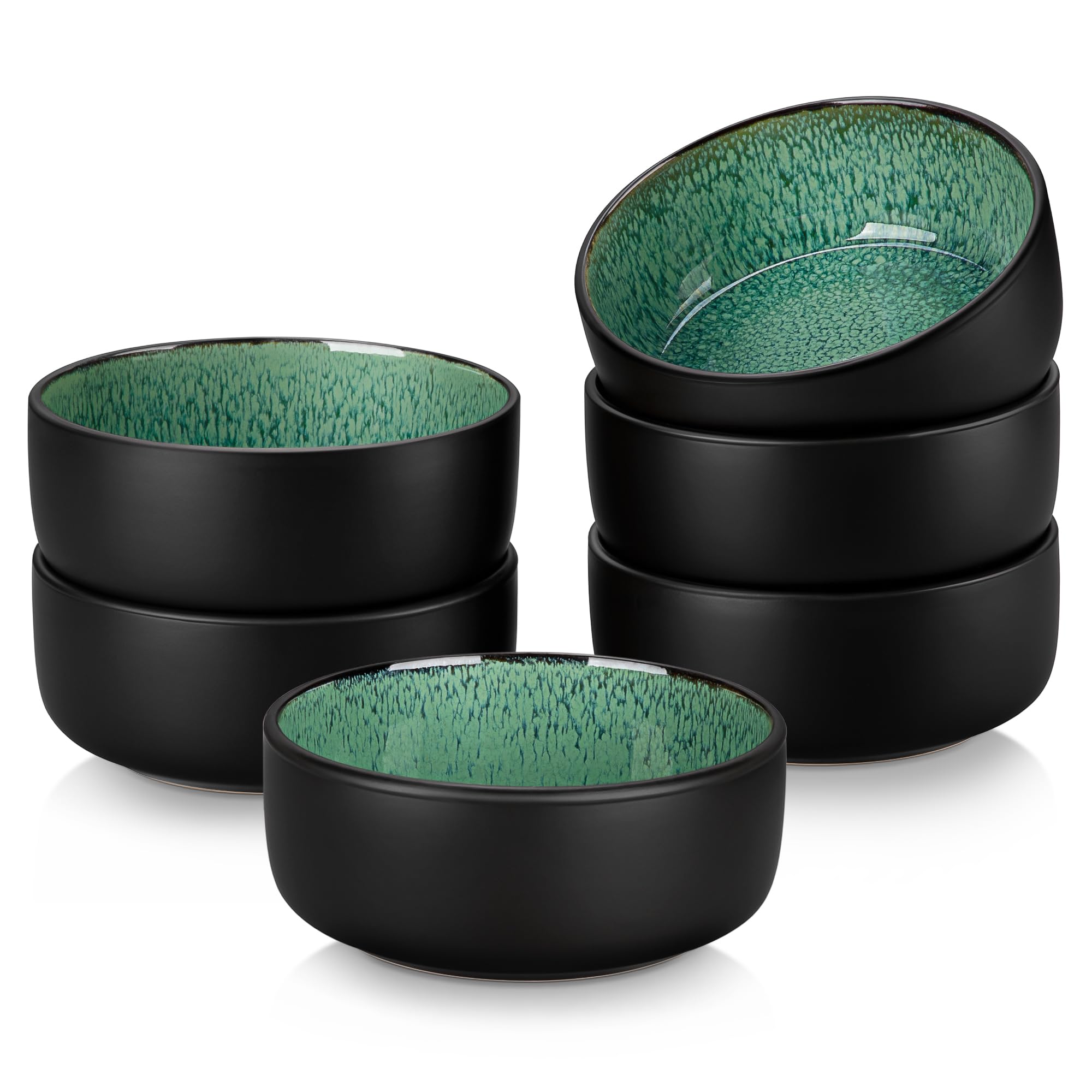 vancasso Playa Cereal Bowls Set, 720ml Mediterranean Style Ceramic Bowls for Soup/Pasta/Ramen/Salad/Fruit/Breakfast/Rice, Dishwasher & Microwave Safe, Green