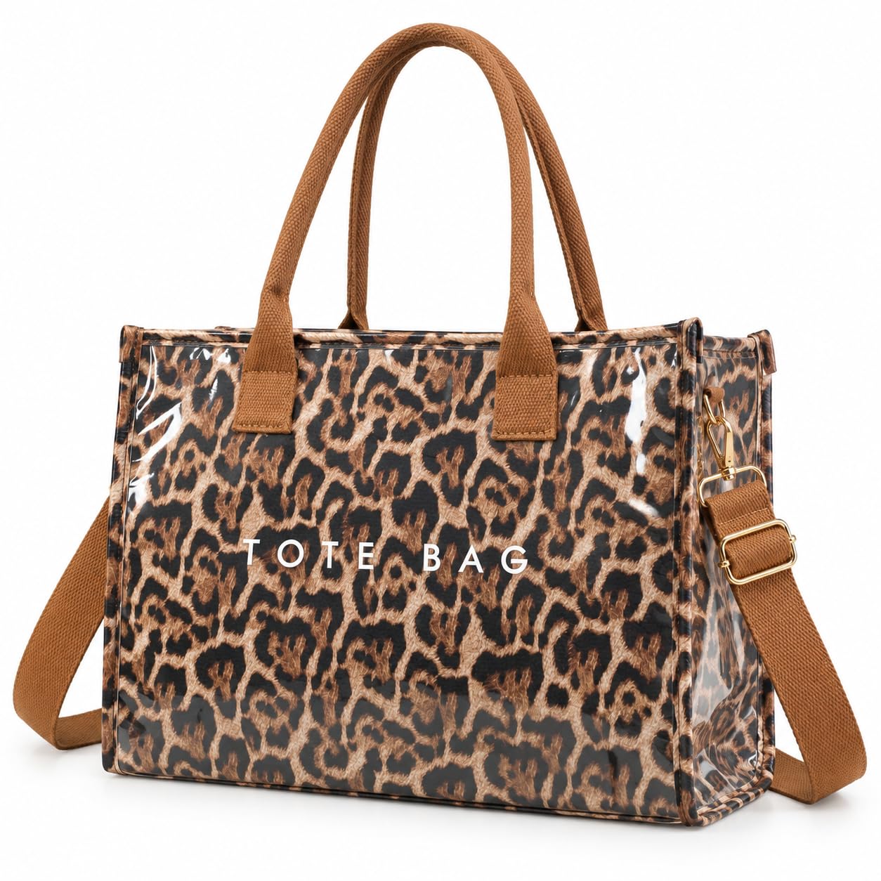 GISMTR Women's PVC Letter Print Tote Bag, Purse with Shoulder Strap