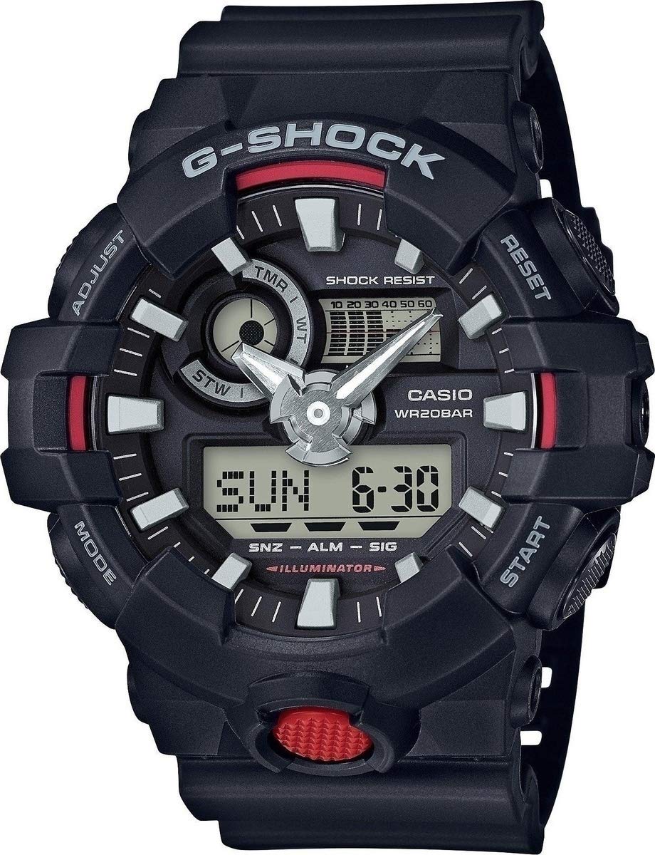 CasioResin Analog-Digital Sport Watch For Men - Black Red, GA-700-1ADR