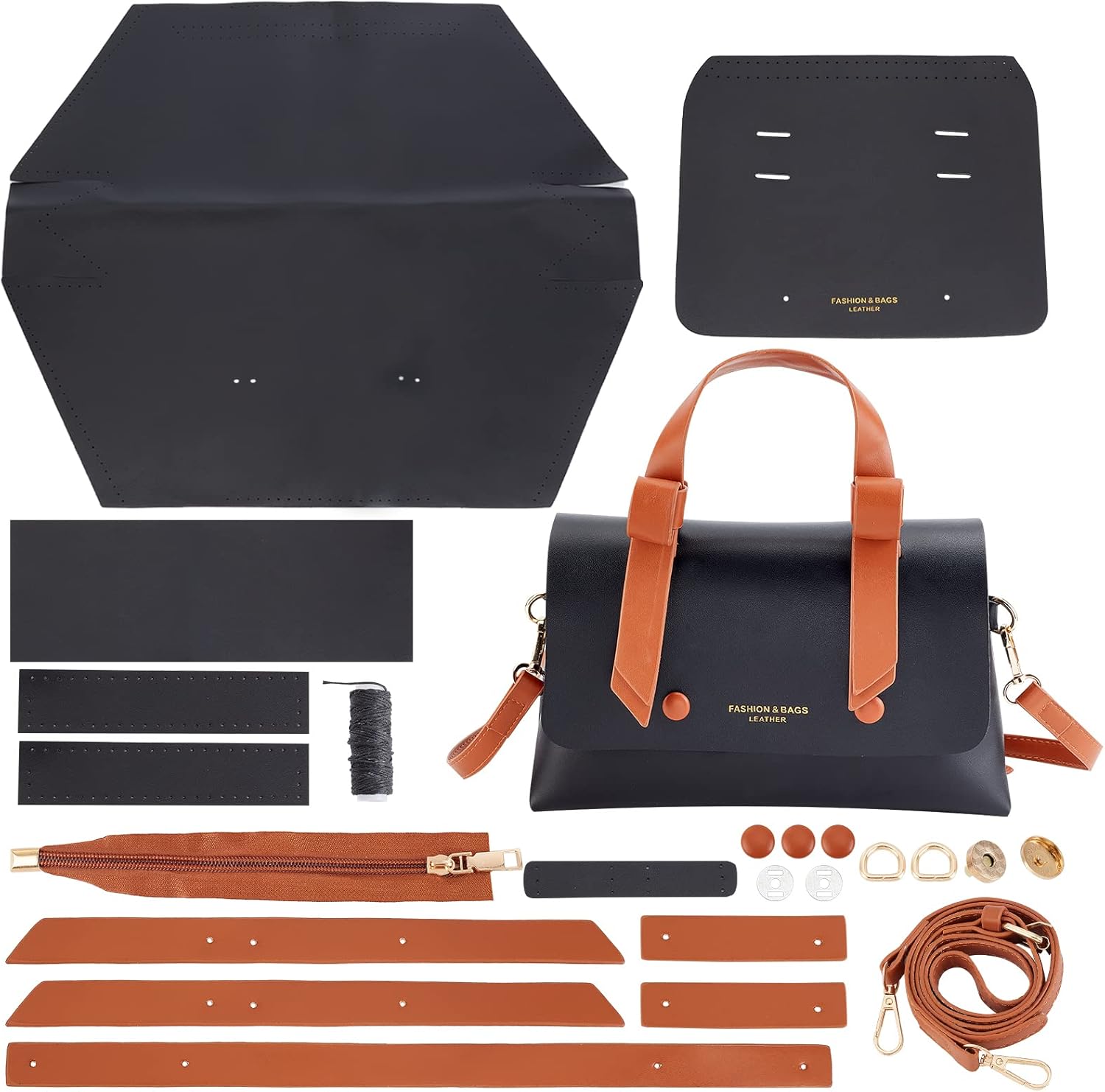 WADORN 27pcs DIY Leather Bag Making Kit, Leather Crochet Shoulder Bag Making