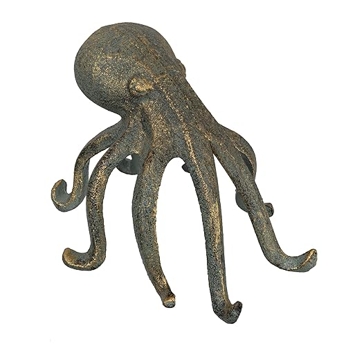 Creative Co-Op Eclectic Cast Iron Octopus Figurine Phone/Tablet Holder, Patina Finish