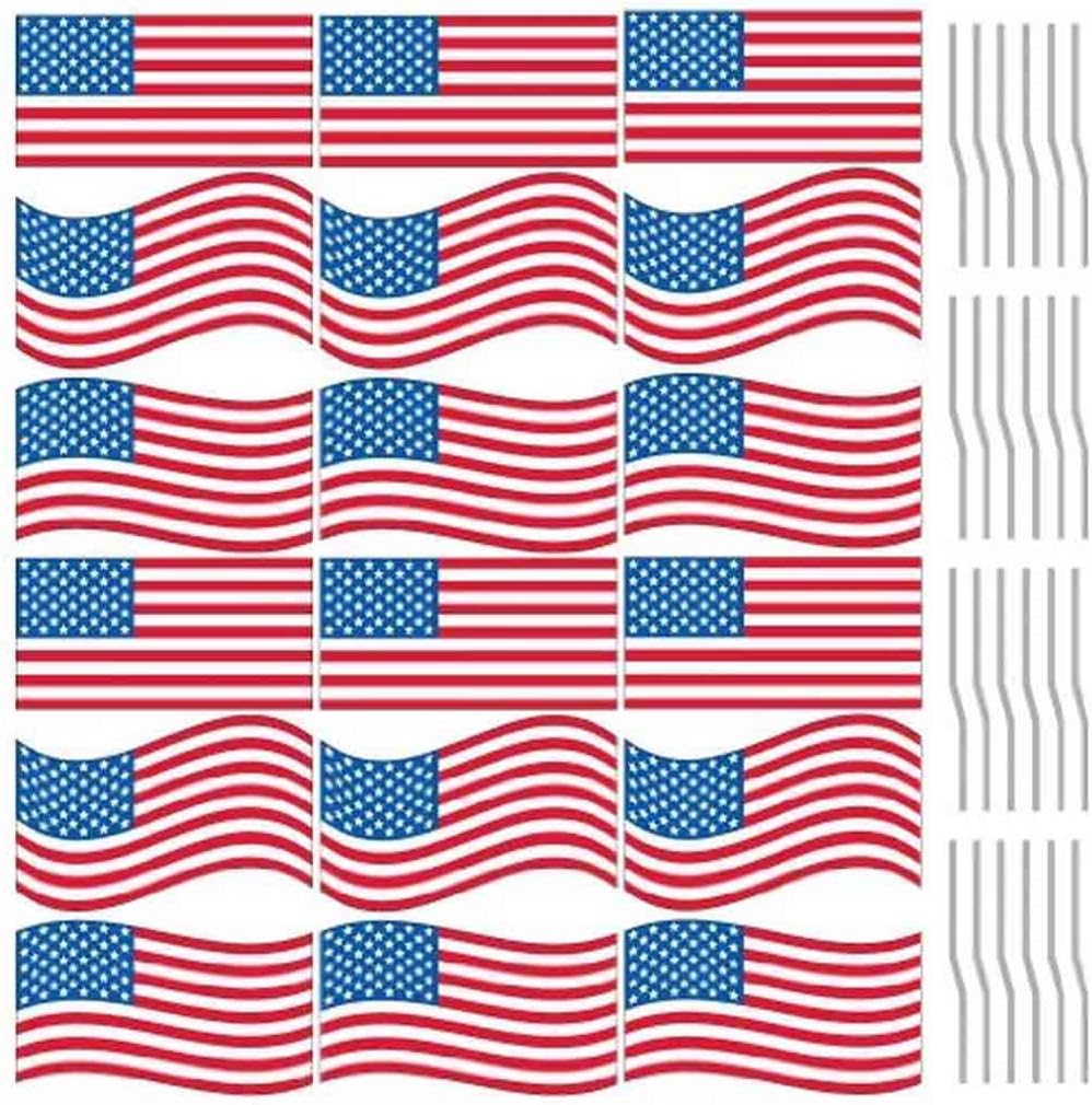 VictoryStore Yard Sign Outdoor Lawn Decorations: Fourth of July - Flag Pathway Markers - Corrugated Plastic Flags - Patriotic Yard Decorations - 18 Count