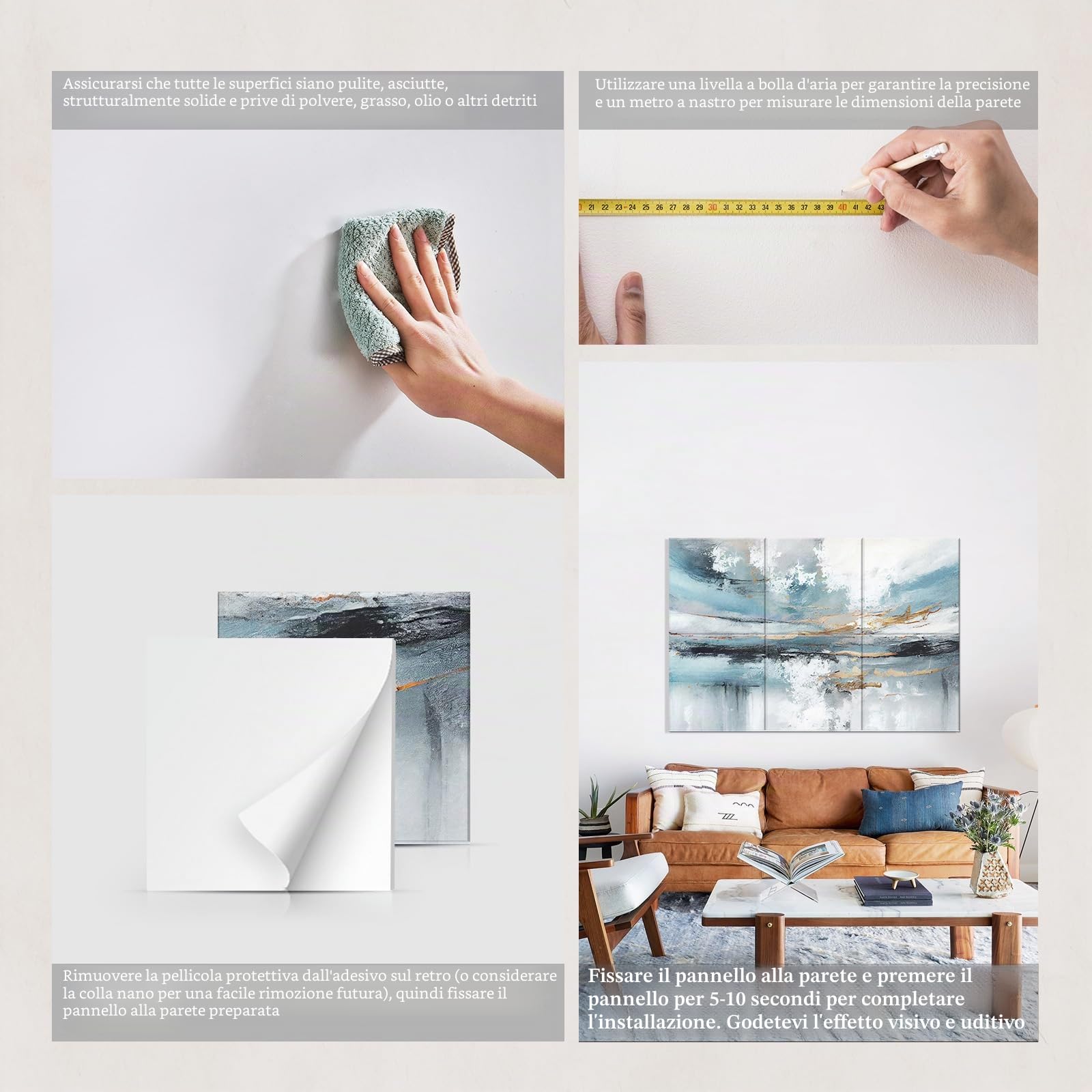 Pannelli acustici artistici, 6 pack grandi dipinti da parete autoadesivi, per decorazione parete, pannelli fonoassorbenti per studio di registrazione (180×120CM, Lake of the Sky) | Grandi pannelli decorativi autoadesivi fonoassorbenti, pannelli sonori per