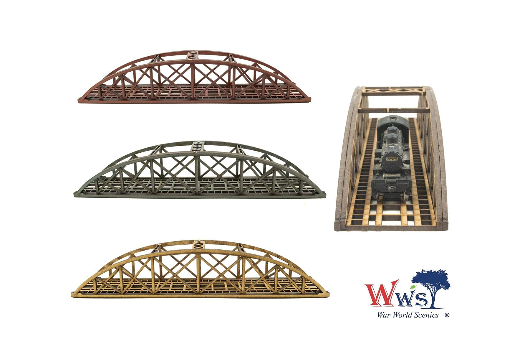War World Scenics - Pont à Voie Unique Bowstring échelle N en MDF 200mm - Couleur à Choisir - Modélisme Ferroviaire, Maquettes, Dioramas
