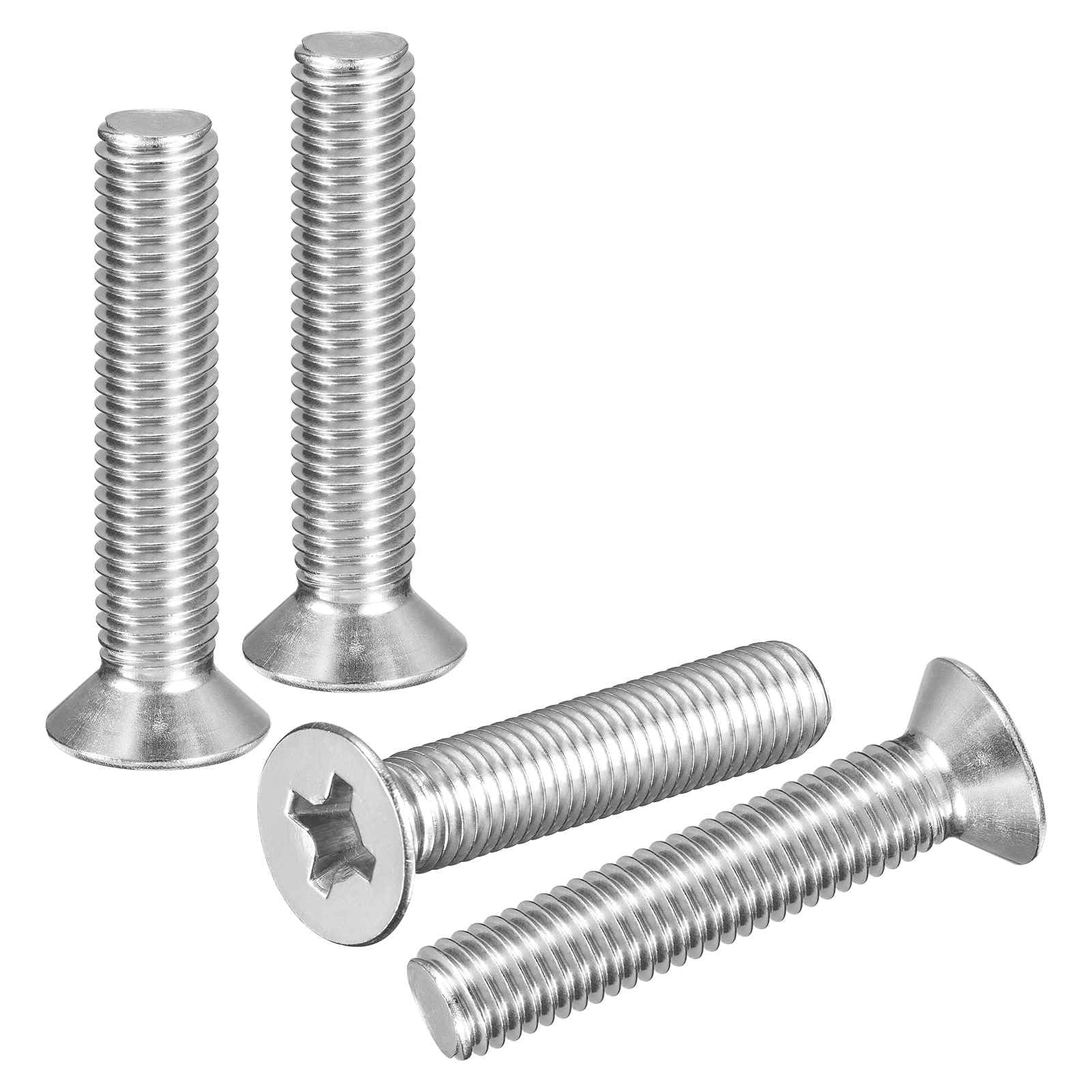 DTGN M10-1.5x55 Flat Head Countersunk Machine Screws - 4pcs - Good for Furniture and Machinery - 304 Stainless Steel Phillips Machine Screws Bolts - Silver