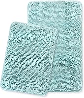 Vista 375 de Yeaban Juego de alfombras de baño verde manzana 2 piezas (20" x 32" y 17" x 24"), tapetes de baño de felpilla gruesa Alfombras de baño absorbentes