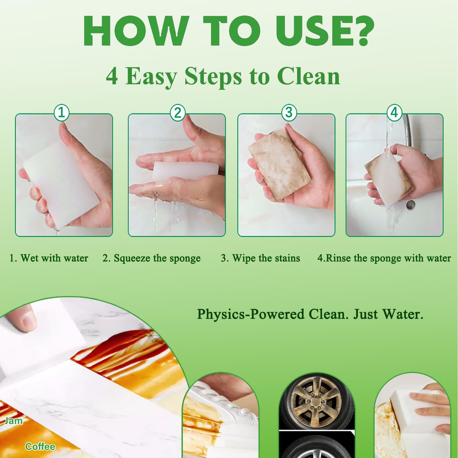 Magic Sponge Eraser, 50Pcs White Melamine Cleaning Sponges - Image 4